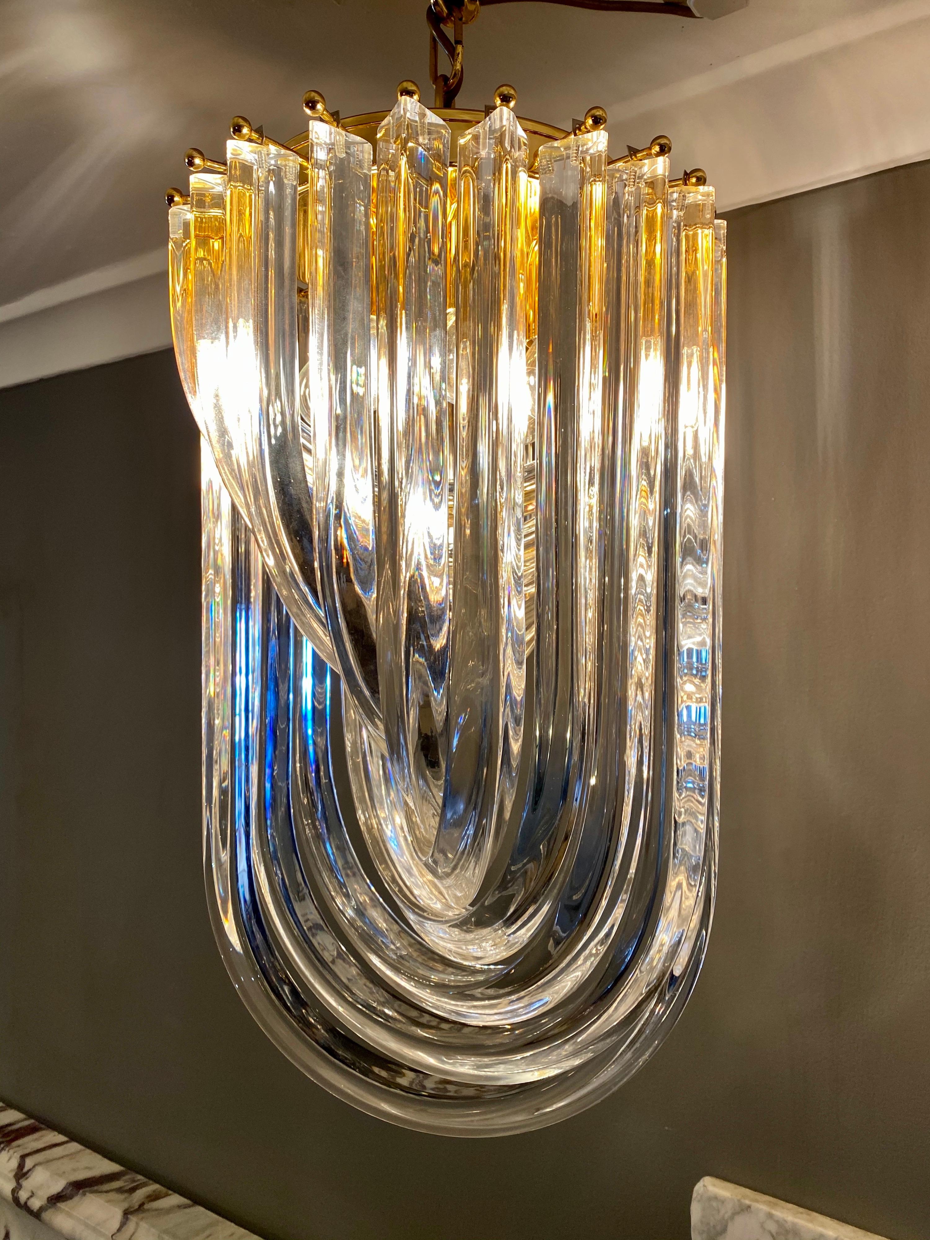 Curvati Murano Glass Chandelier In Good Condition In London, GB