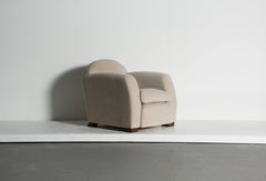 A Curved Arm Salon Club Chair, Upholstered in Pure Alpaca