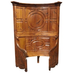 Curved circa 1700 North Italian Choir Chair in Carved Larch Wood