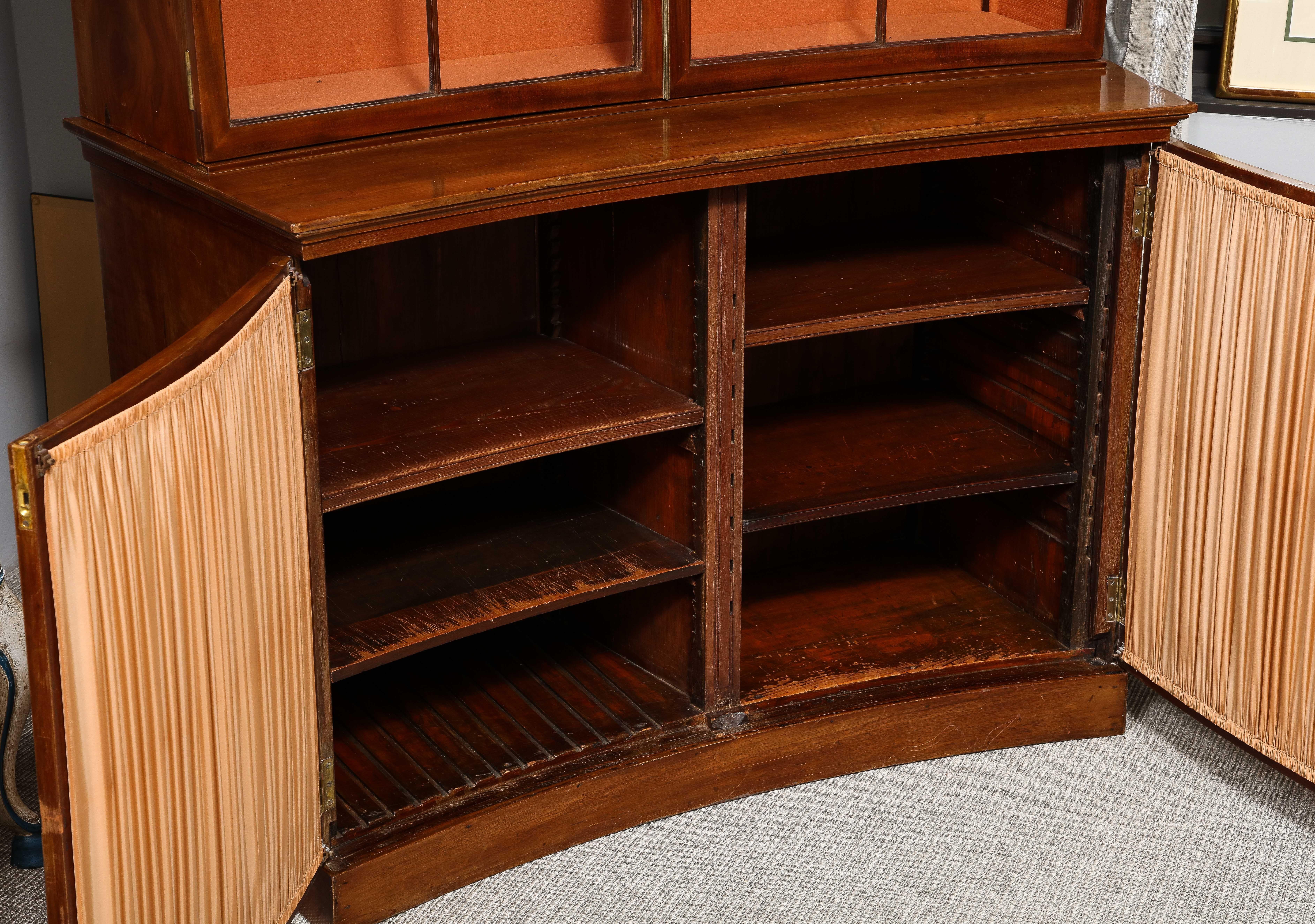 A Curved French Walnut Bibliothèque (One of Two) For Sale 6