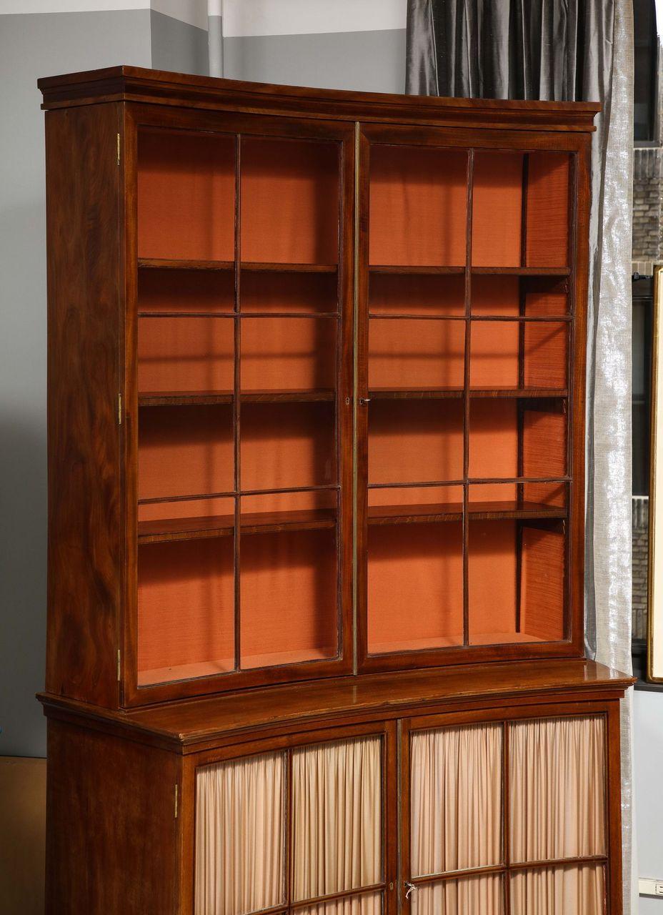 A Curved French Walnut Bibliothèque (One of Two) For Sale 7