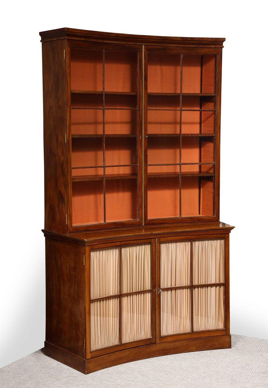 A Curved French Walnut Bibliothèque (One of Two) For Sale 8