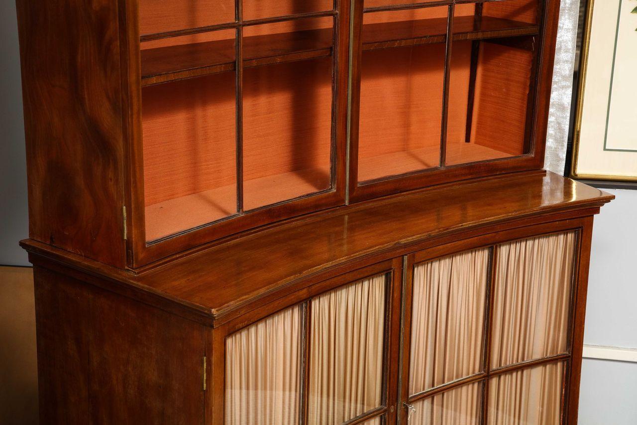 19th Century A Curved French Walnut Bibliothèque (One of Two) For Sale