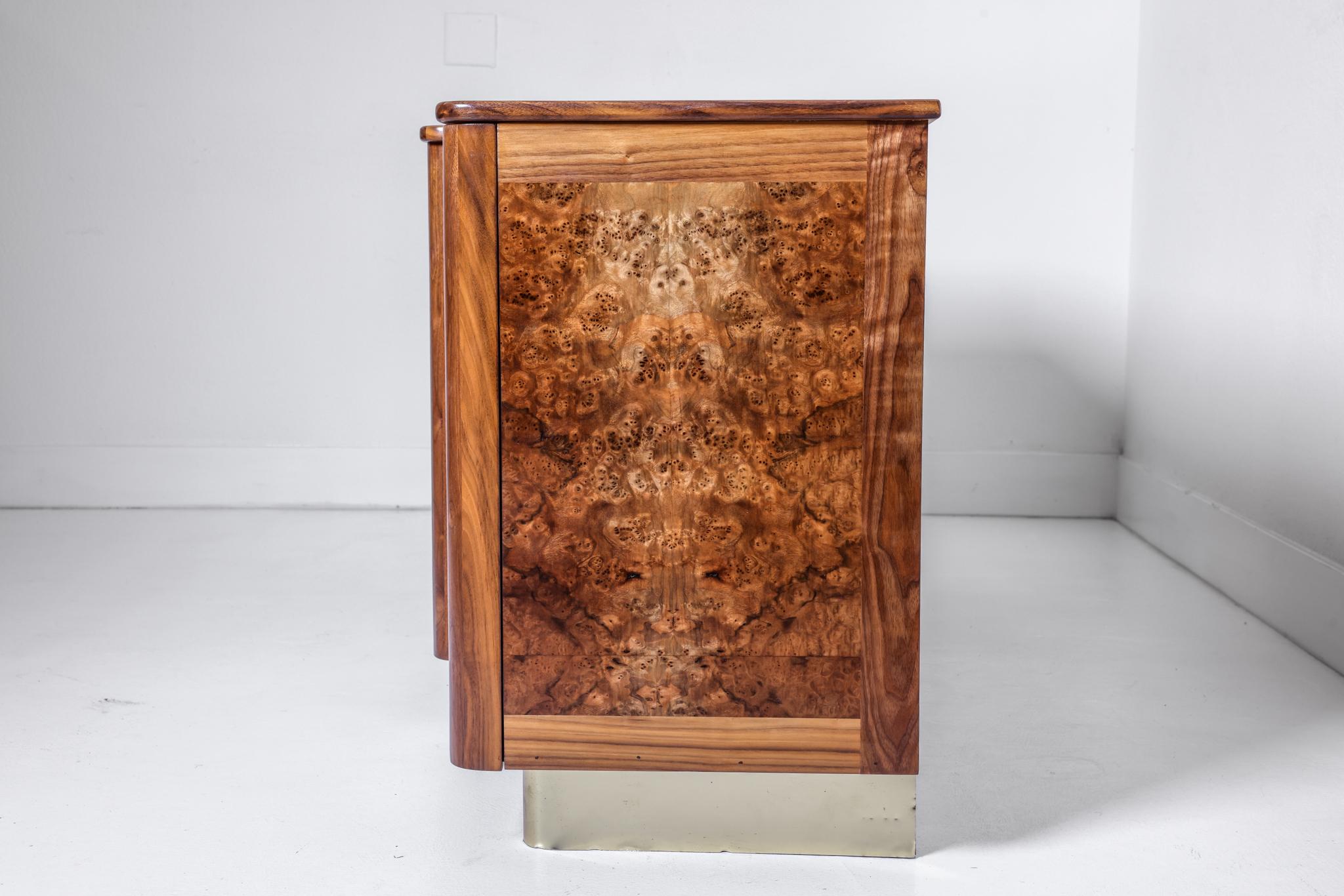 Custom 4 Door Burled Wood Cabinet For Sale 1