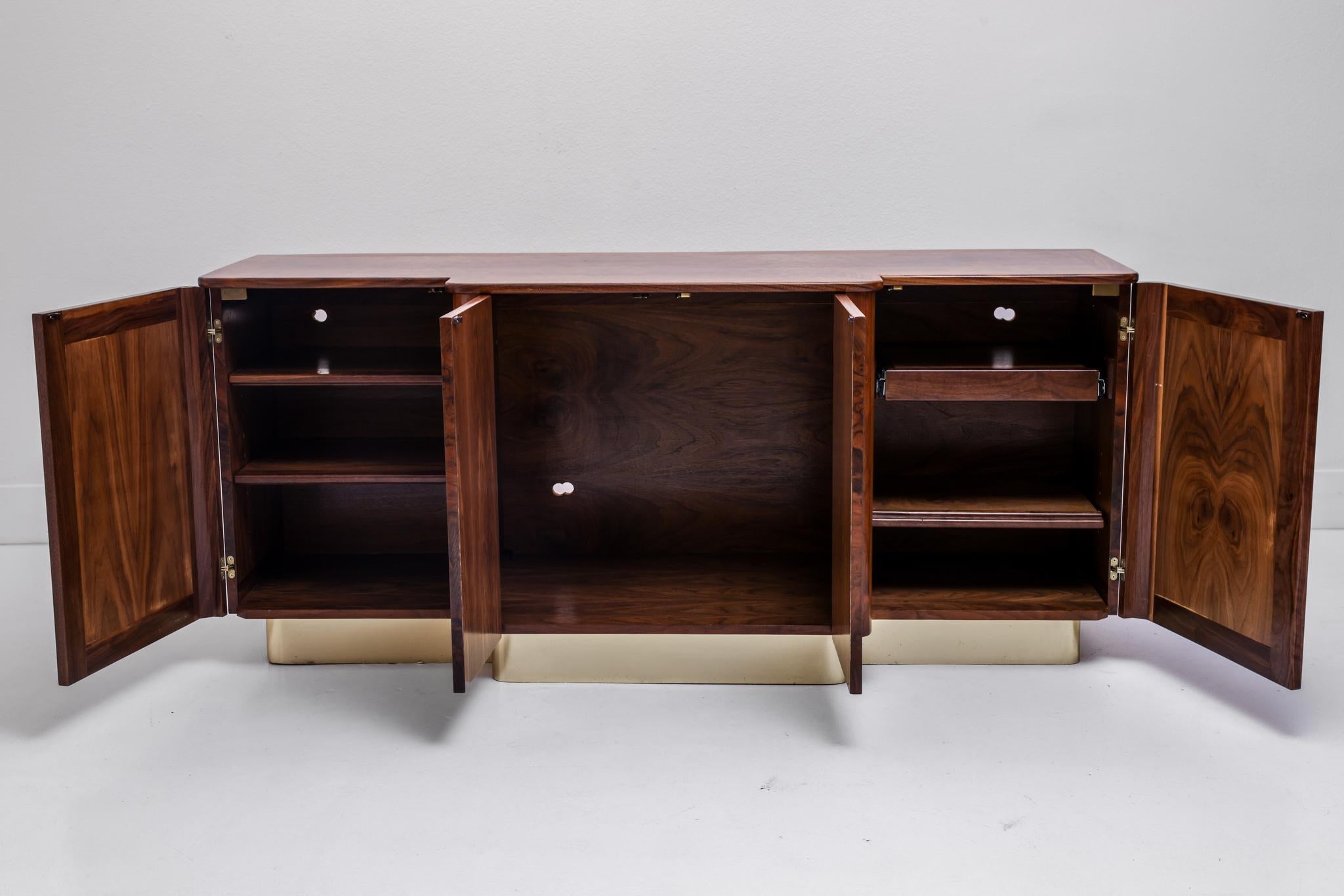 Late 20th Century Custom 4 Door Burled Wood Cabinet For Sale