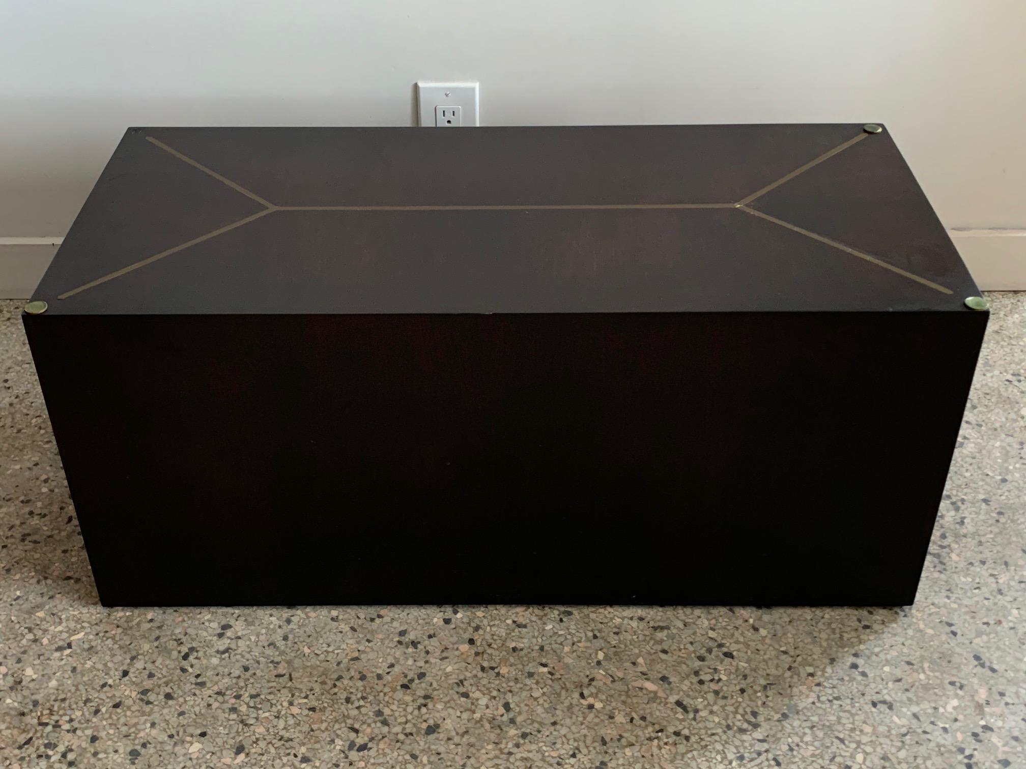 Mid-20th Century Custom Cube Table by Dunbar with Brass Inlay For Sale