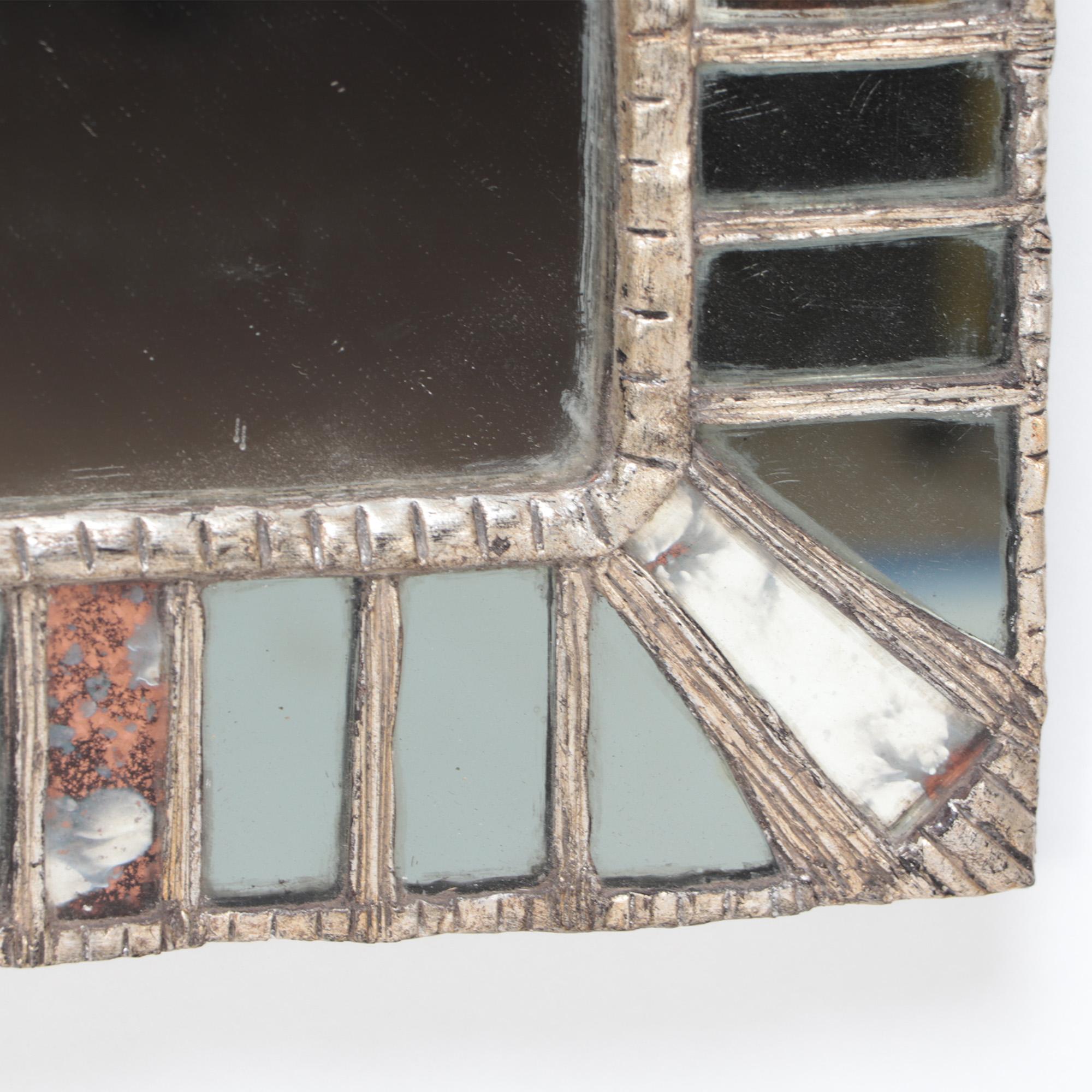 Custom Made Silver Mirror with Grey and Copper Color Glass, Contemporary 1