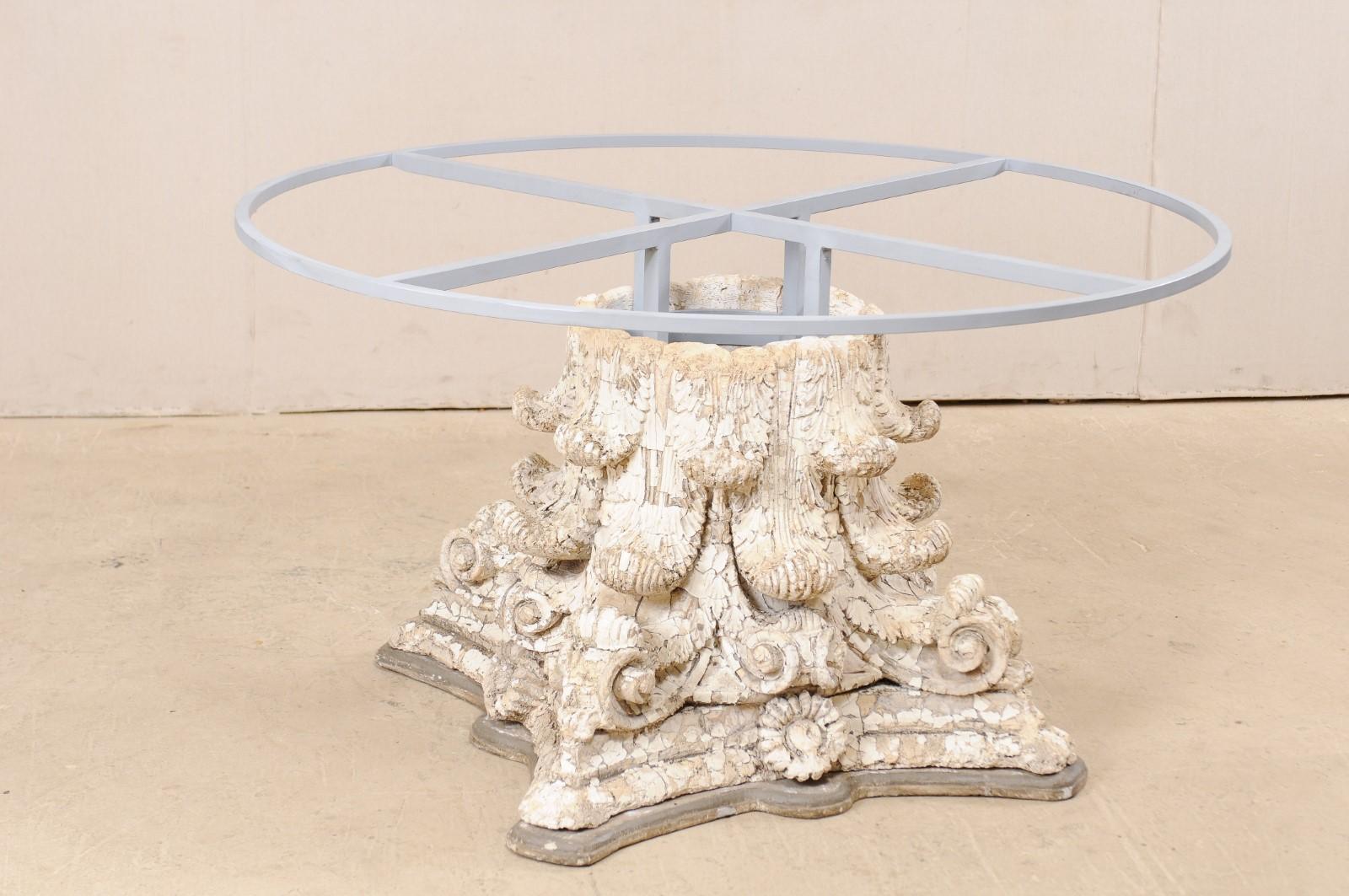 Custom 5.74 Ft. Round Zinc Top Table w/ Beautiful Antique Capital Pedestal Base 4