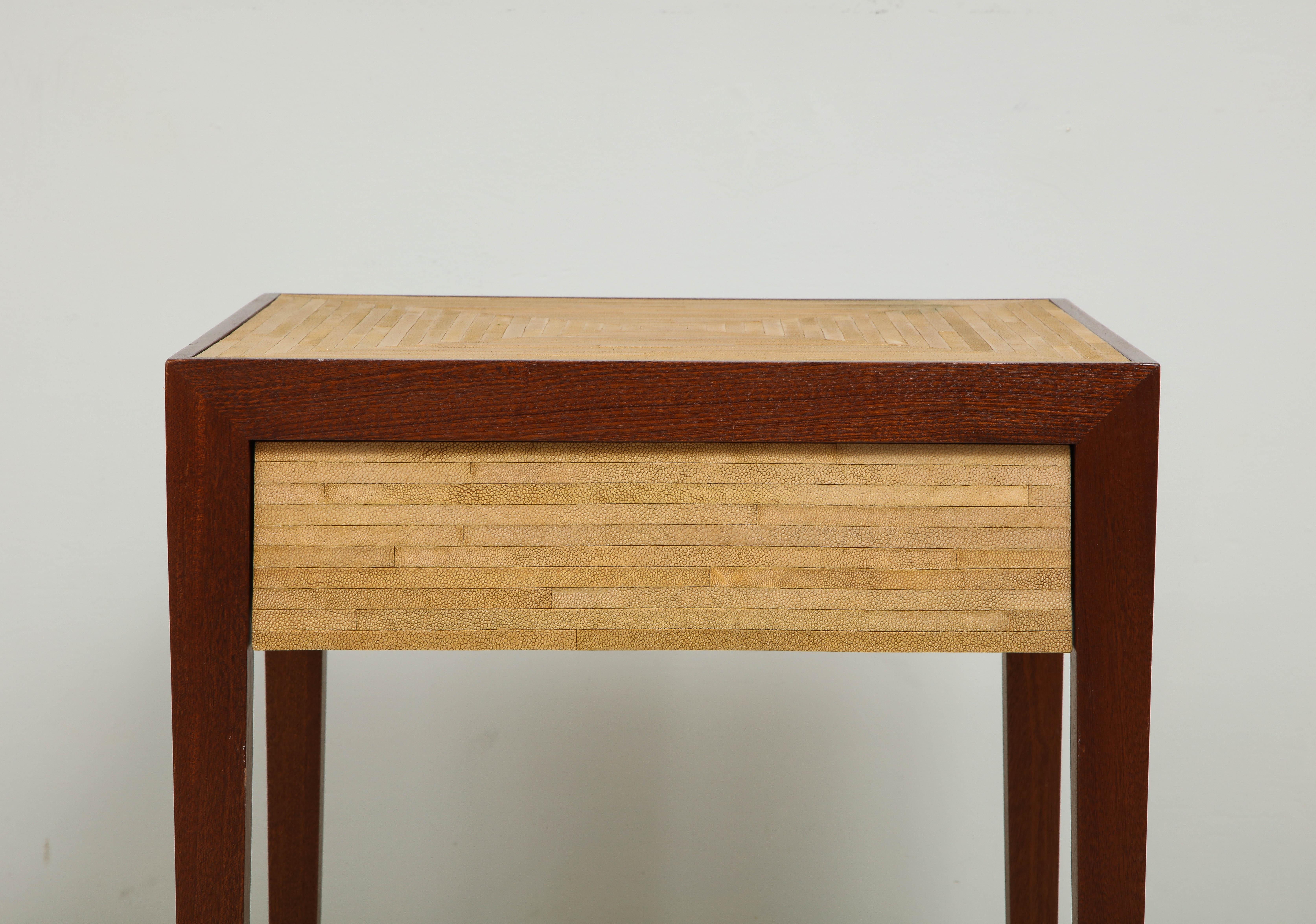 American Custom Shagreen-Top Table with Central Drawer in the Jean-Michel Frank Manner For Sale