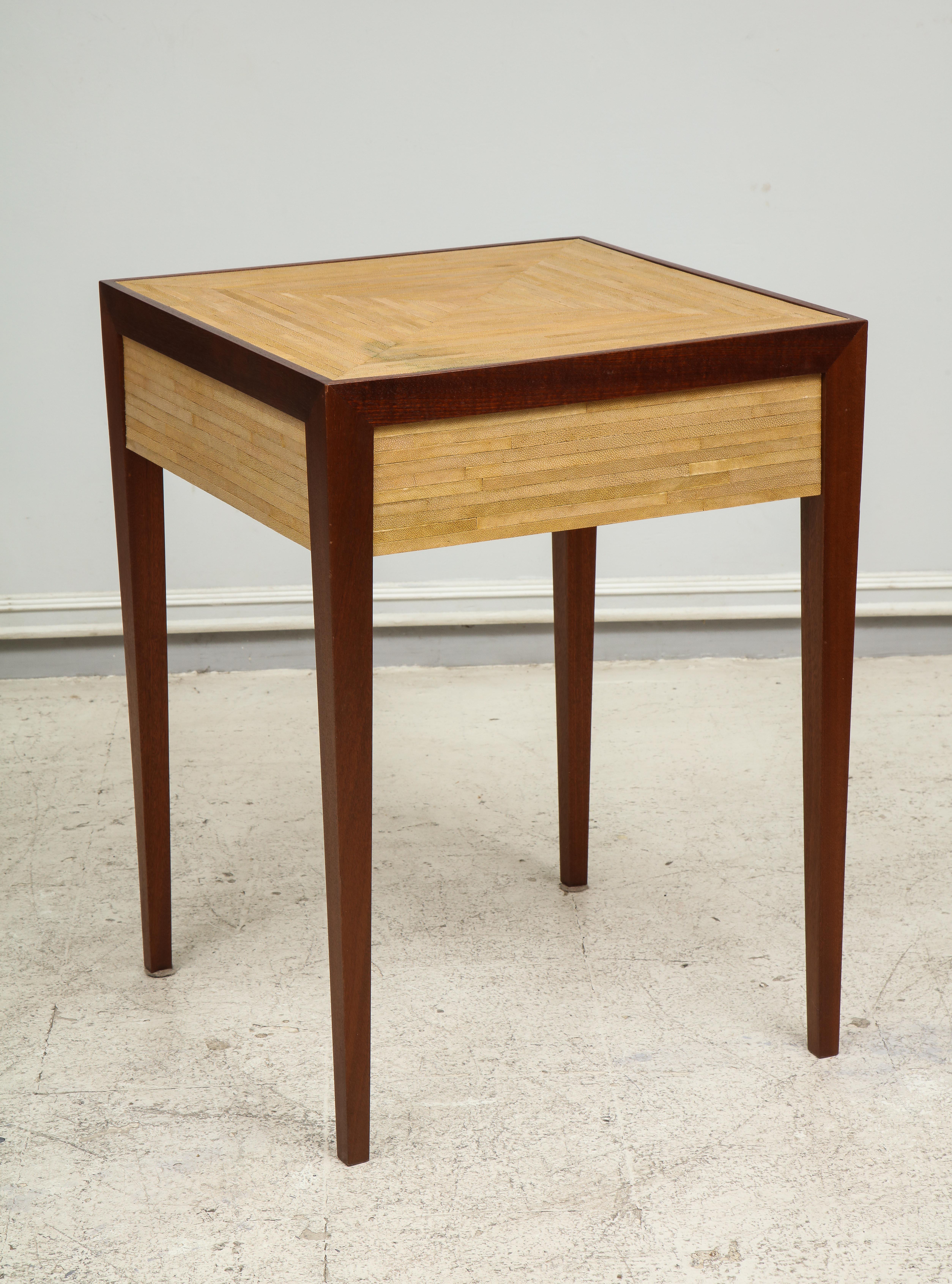 Custom Shagreen-Top Table with Central Drawer in the Jean-Michel Frank Manner For Sale 1