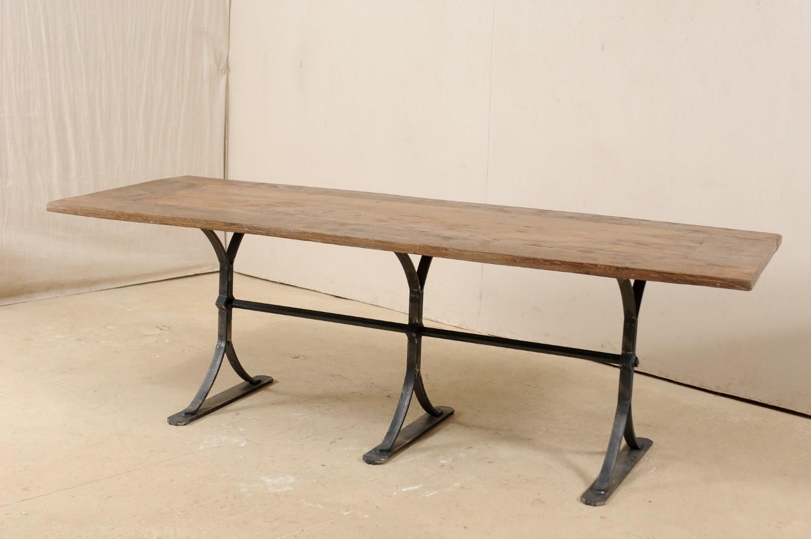 Custom Spanish Reclaimed Wood And Iron Table In Good Condition In Atlanta, GA