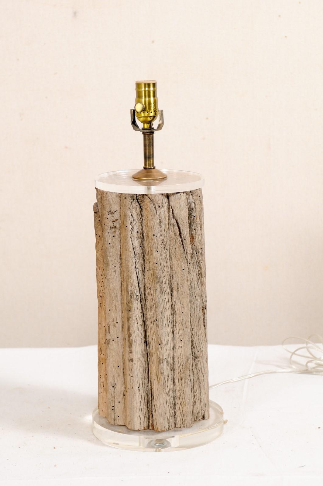 Custom Table Lamp from a 19th Century French Wine Grinding Post on Lucite Base 8