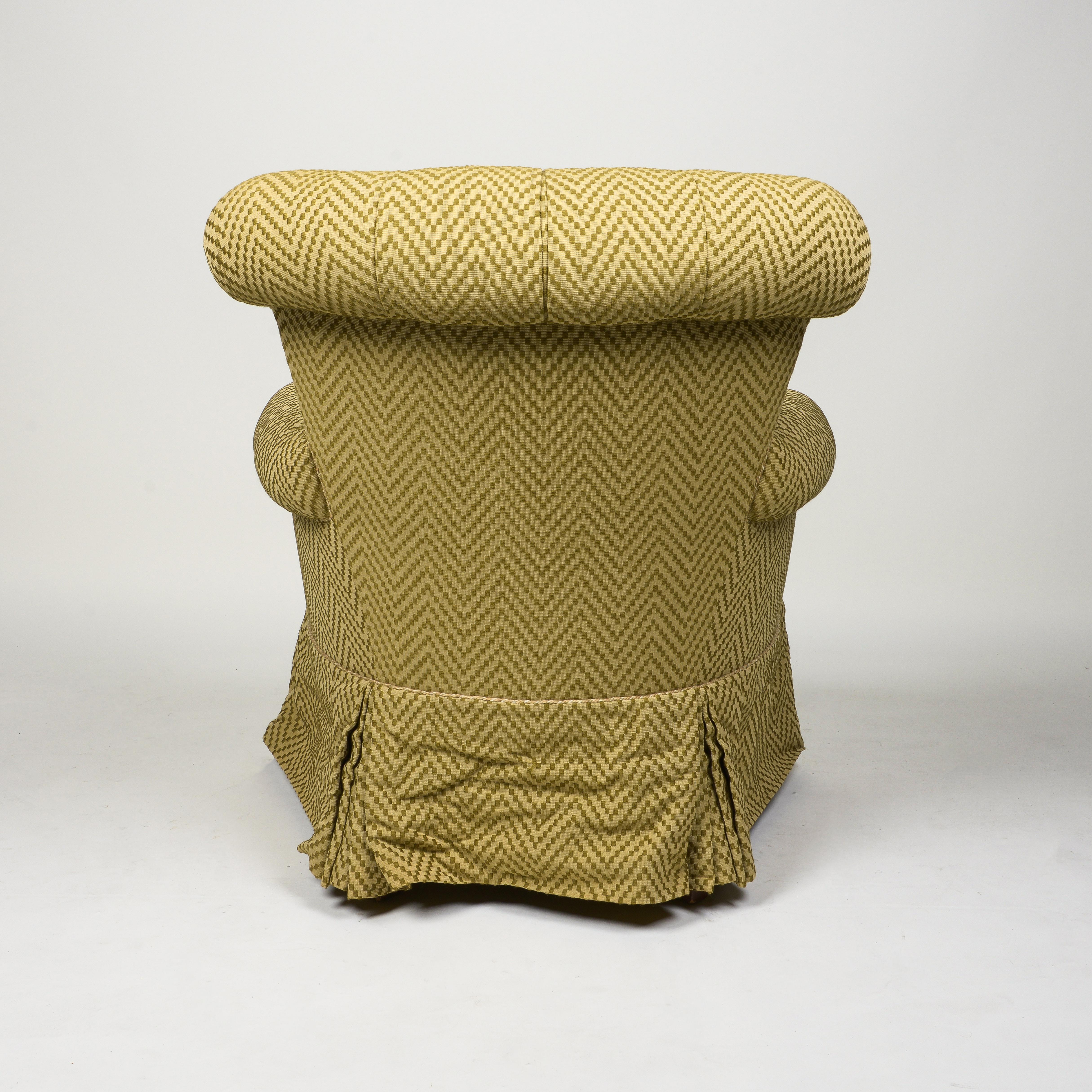 Contemporary Custom Tufted Wool-Upholstered Armchair For Sale
