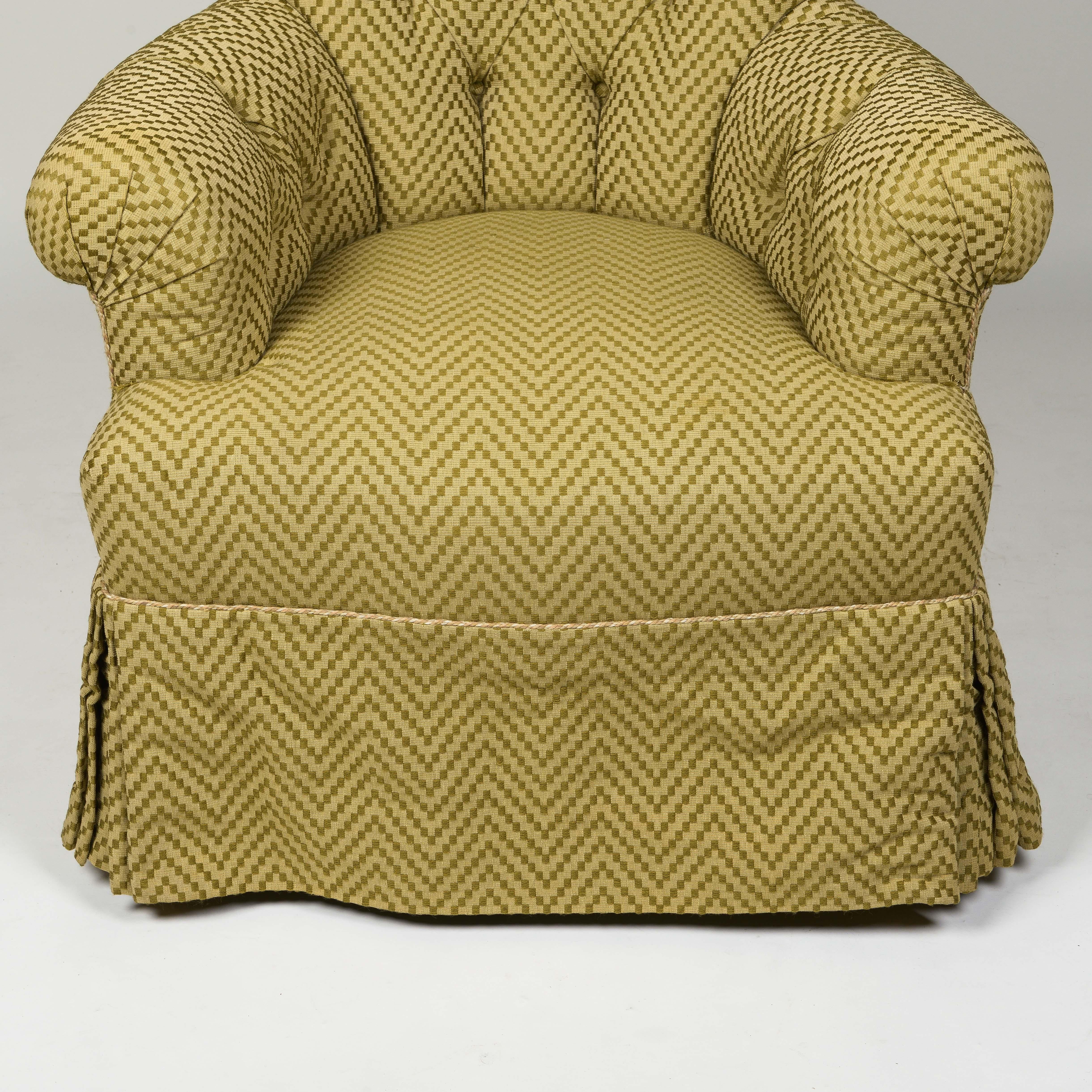 Custom Tufted Wool-Upholstered Armchair For Sale 2