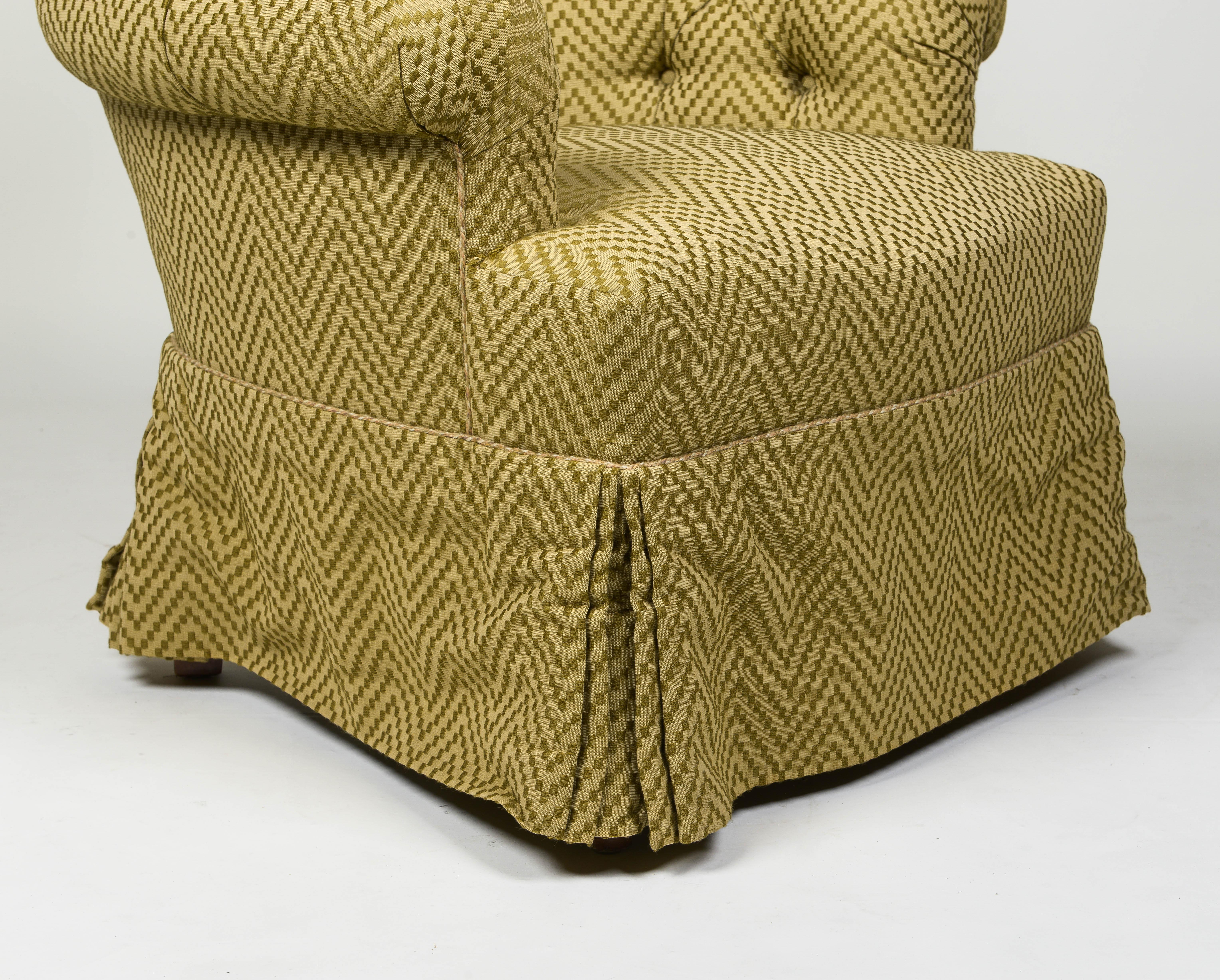 Custom Tufted Wool-Upholstered Armchair For Sale 4