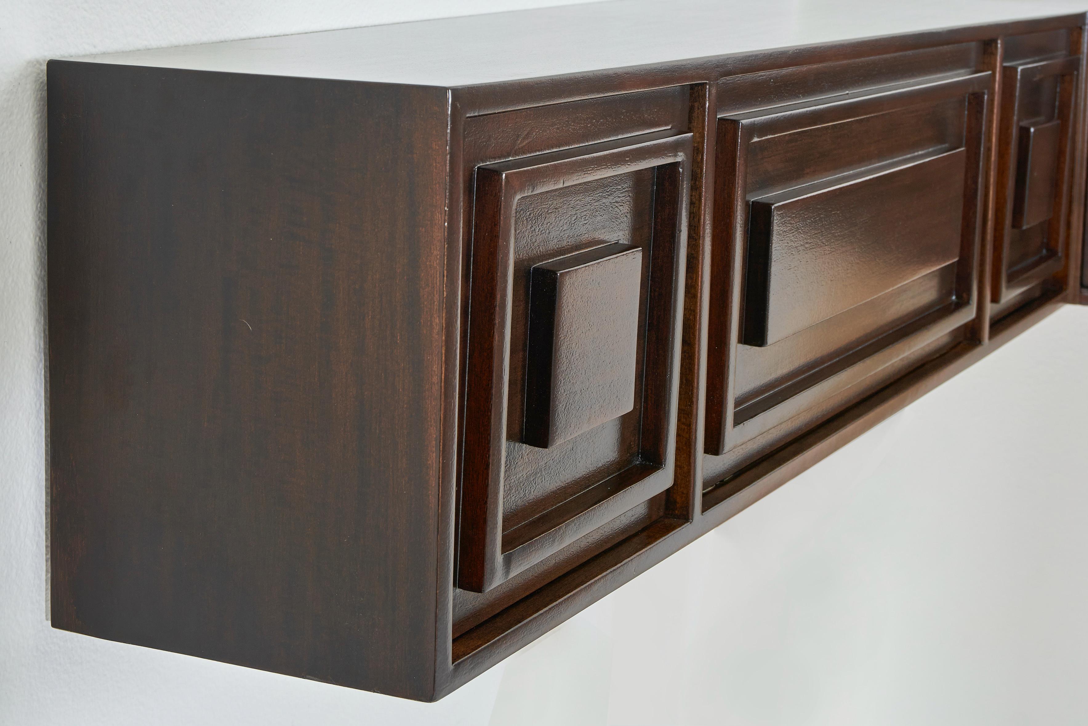 Polished A Custom Wall Mounted Floating Credenza designed by William Haines