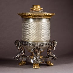 A Cut-Crystal Glass, Gilt and Silvered Bronze Wine Cooler, By Baccarat