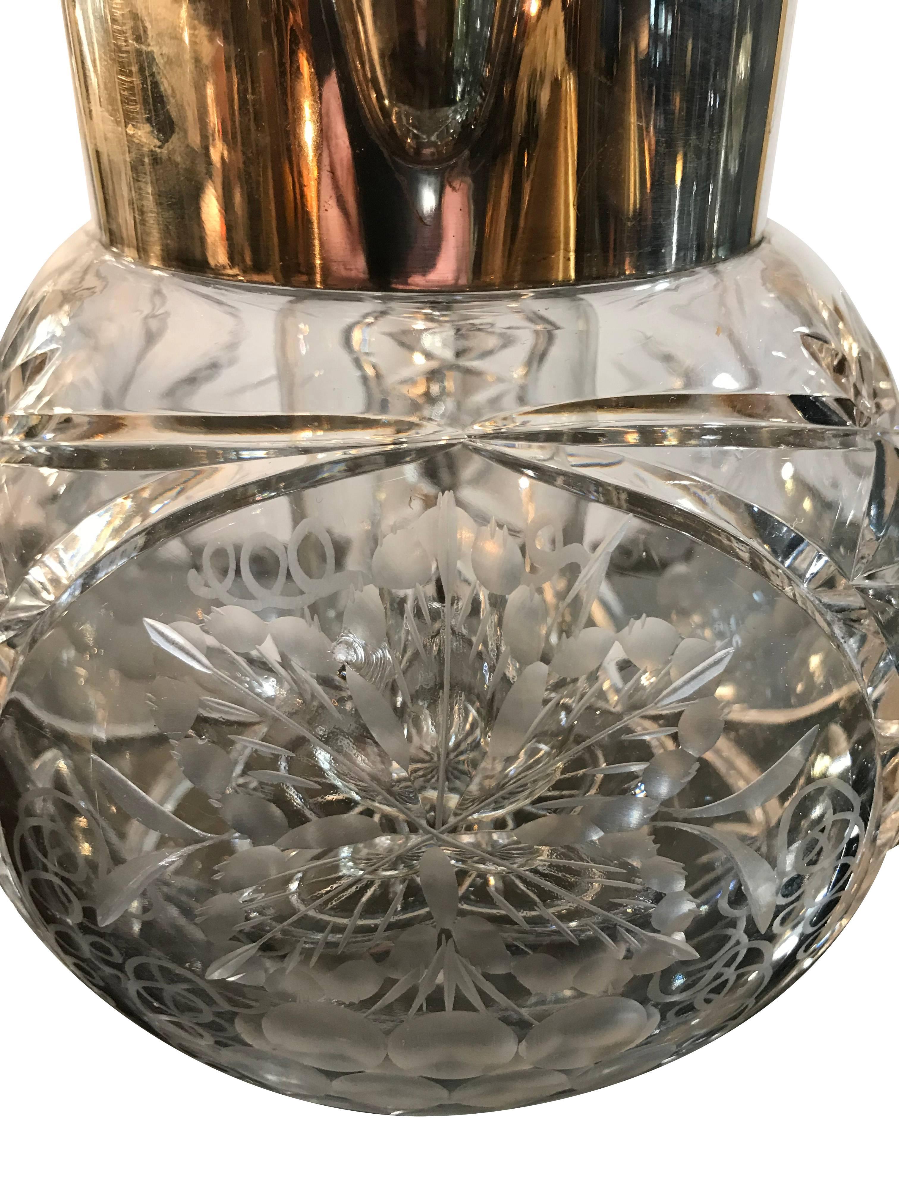 French Cut Glass and Silver Plated Lemonade or Cocktail Jug