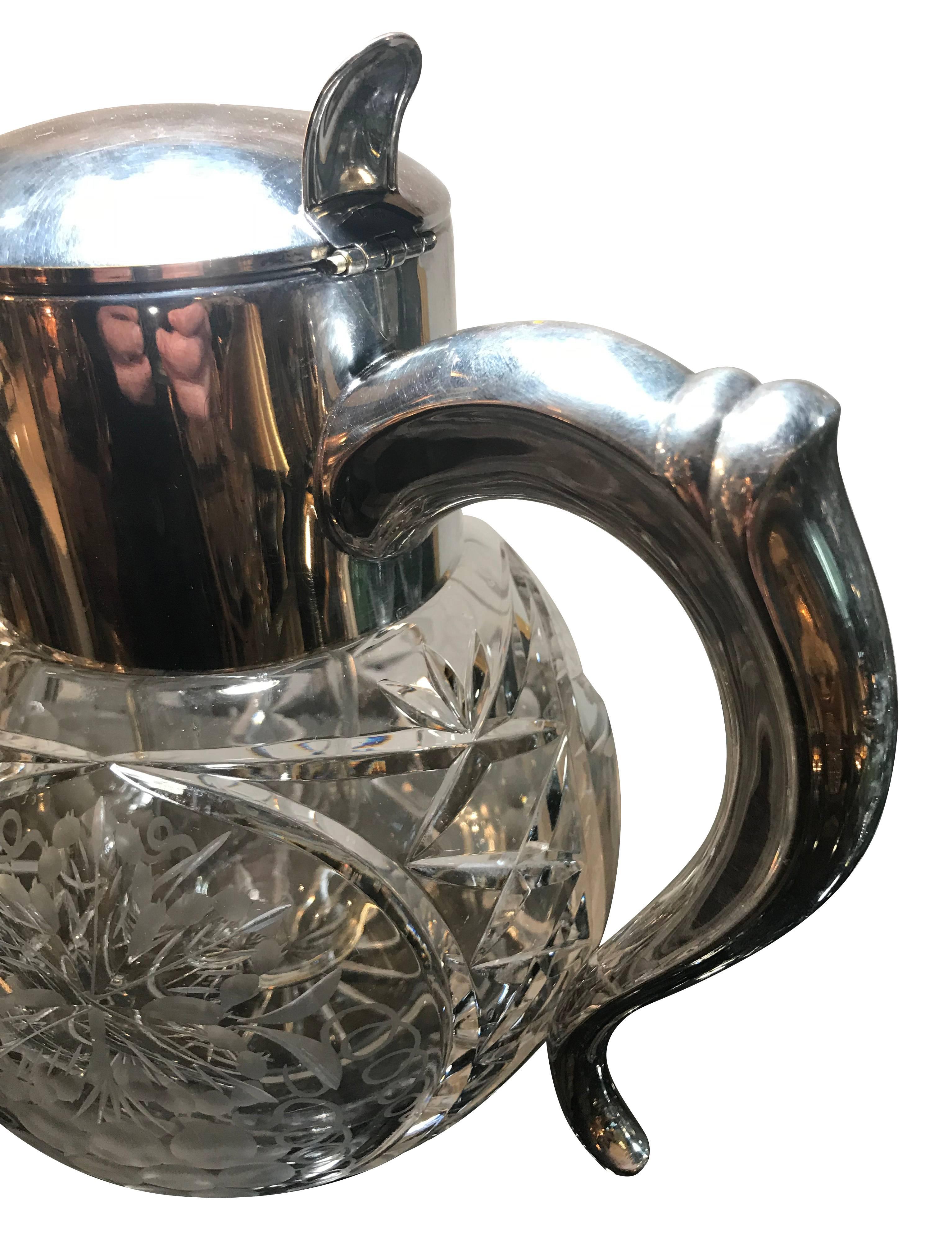 Cut Glass and Silver Plated Lemonade or Cocktail Jug 1