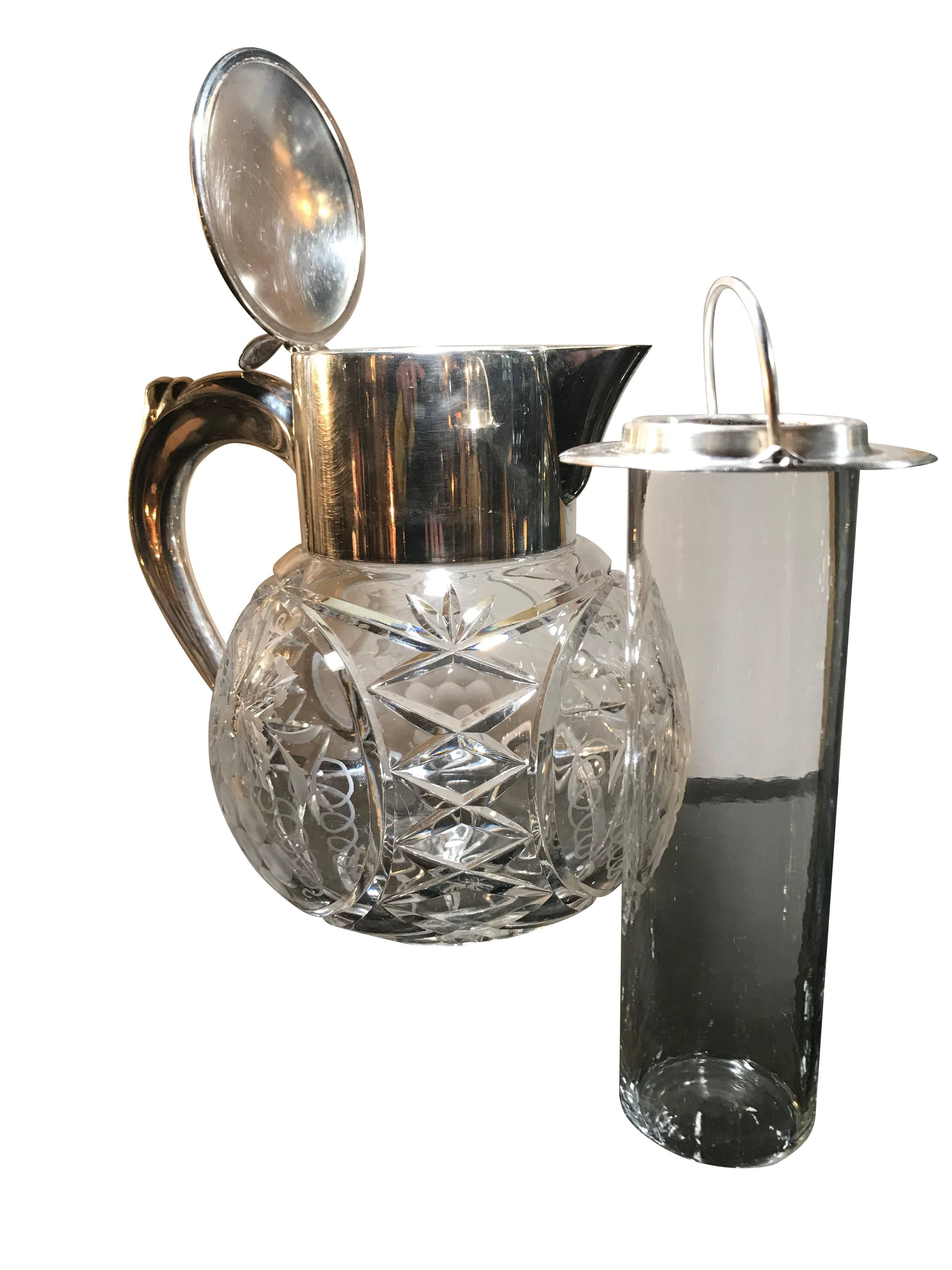 Cut Glass and Silver Plated Lemonade or Cocktail Jug 2