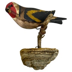 Cute Vichtauer Hand Carved Wood Bird, Black Forest Folk Art, Austria