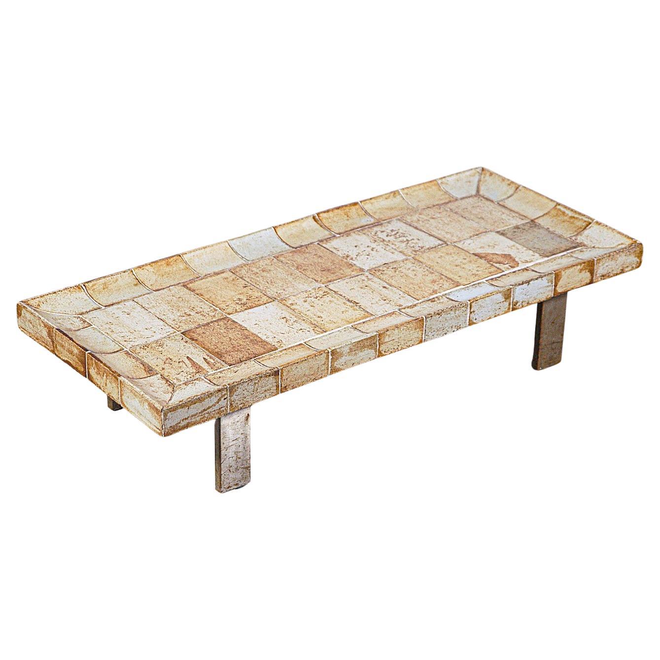 Table basse en grès " Cuvette " par Roger Capron Vallauris France 1960's en vente