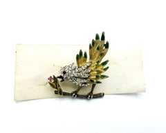 A dainty little bird brooch by Kramer NY, 1950s with lots of small rhinestones