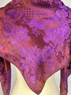 A Damask silk Fichu shawl scarf - France Circa 1875