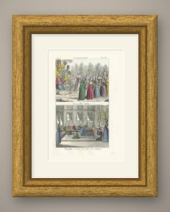 A Dance of Turkish Women and a Room for Work and Meals, Lithograph, 1842