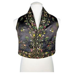 Antique A Dandy waistcoat in embroidered brown satin - France Circa 1815-1825