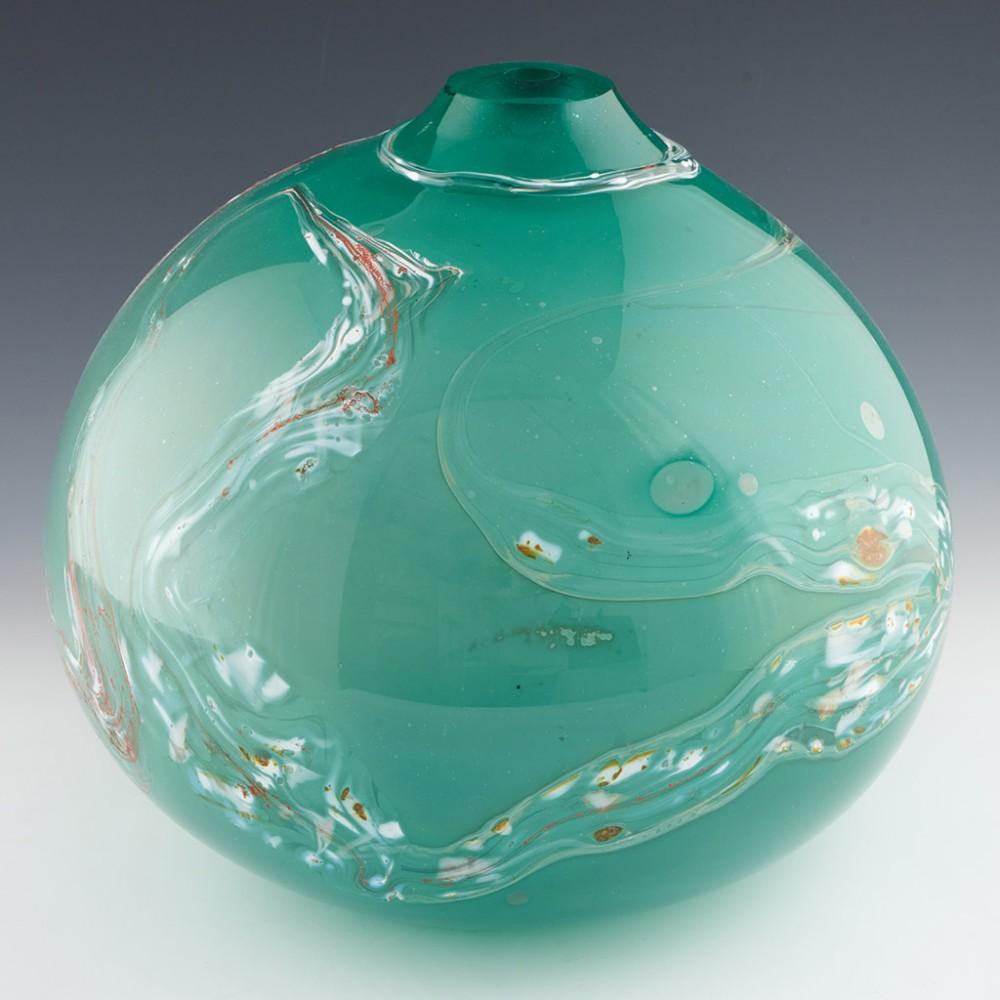 American A Daniel Edler Hand Blown Studio Glass Globe Vase, c1980 For Sale