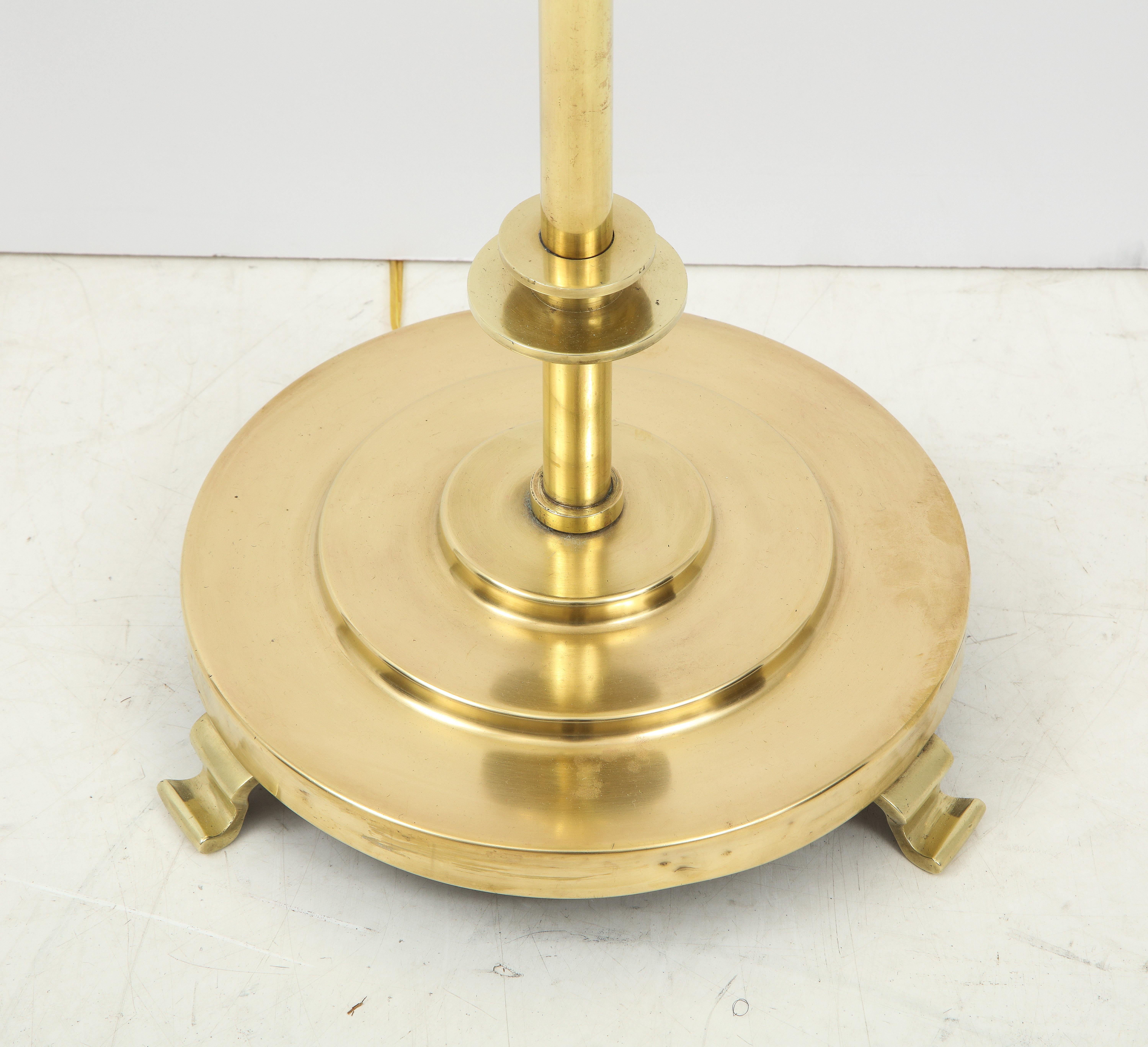 Danish Adjustable Brass Floor Lamp, circa 1940s 7