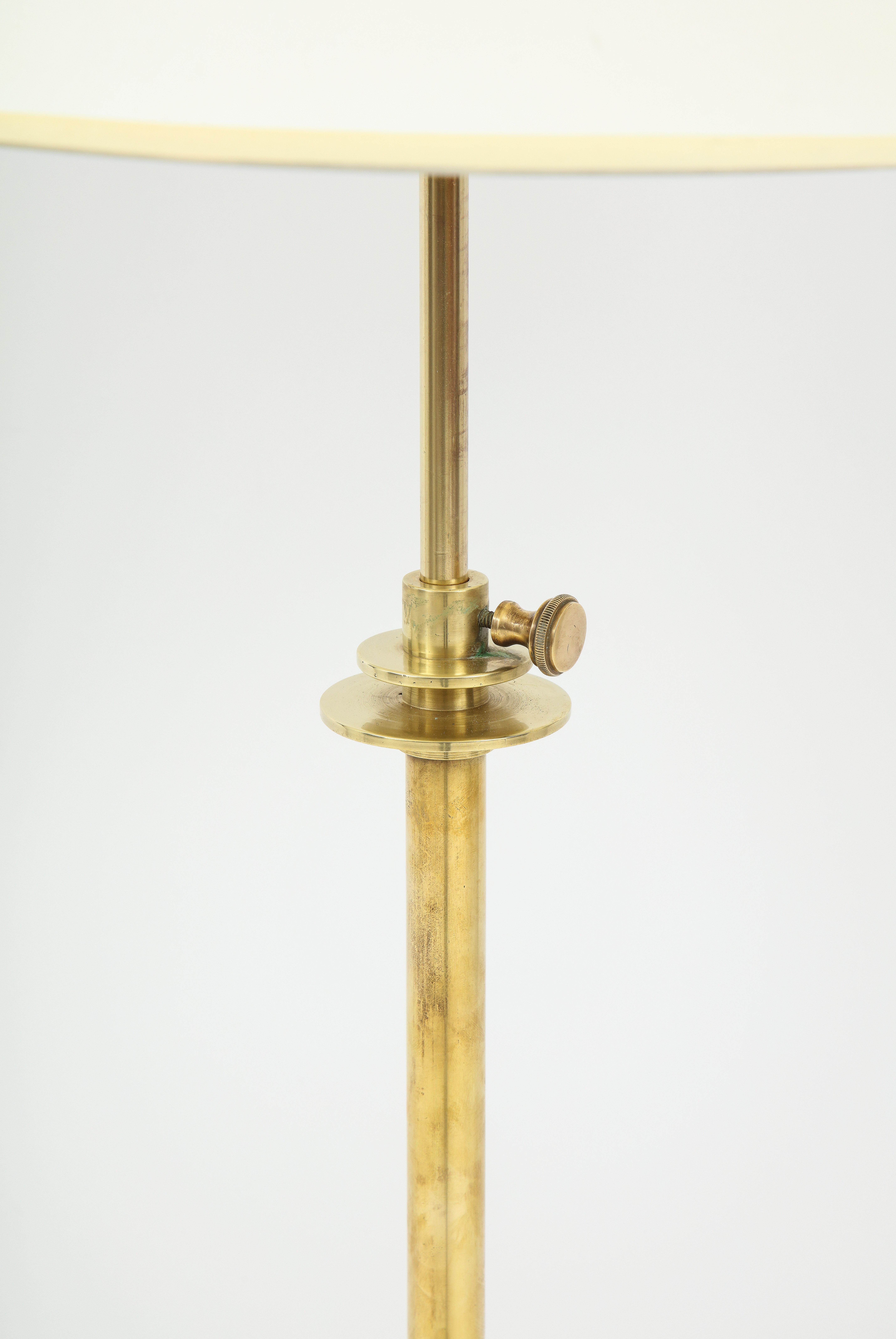 Danish Adjustable Brass Floor Lamp, circa 1940s 8