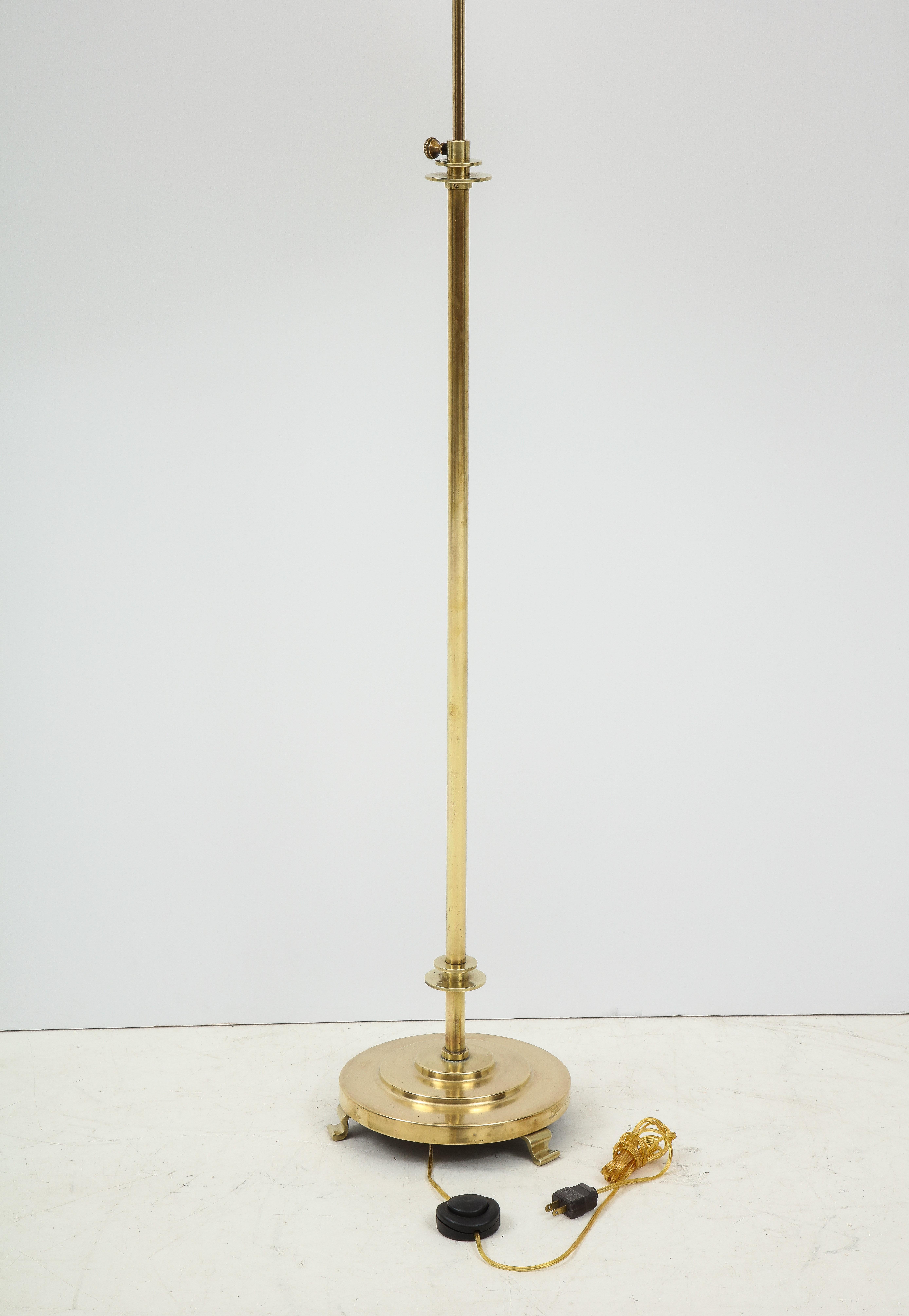 Neoclassical Danish Adjustable Brass Floor Lamp, circa 1940s