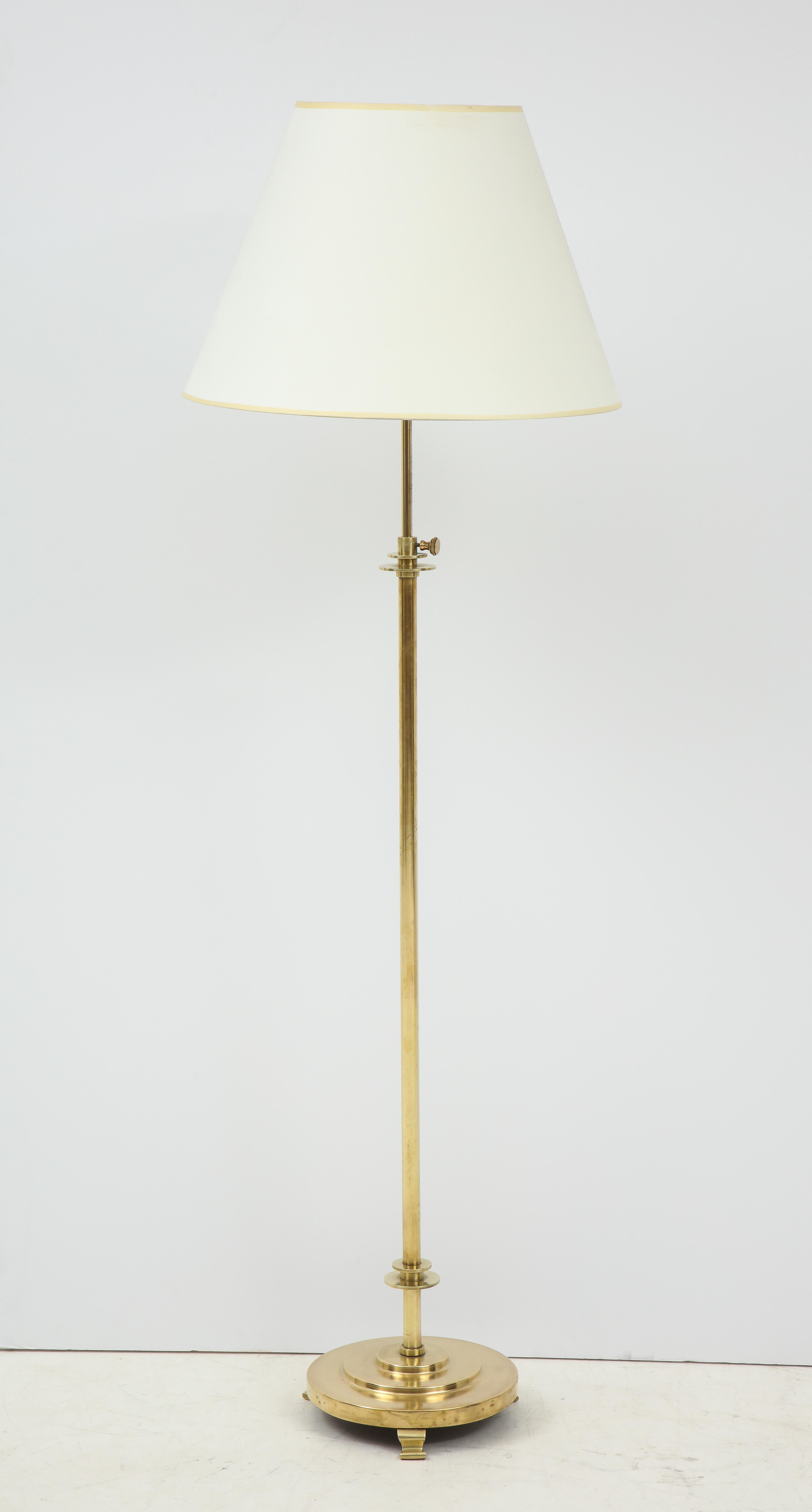 Mid-20th Century Danish Adjustable Brass Floor Lamp, circa 1940s