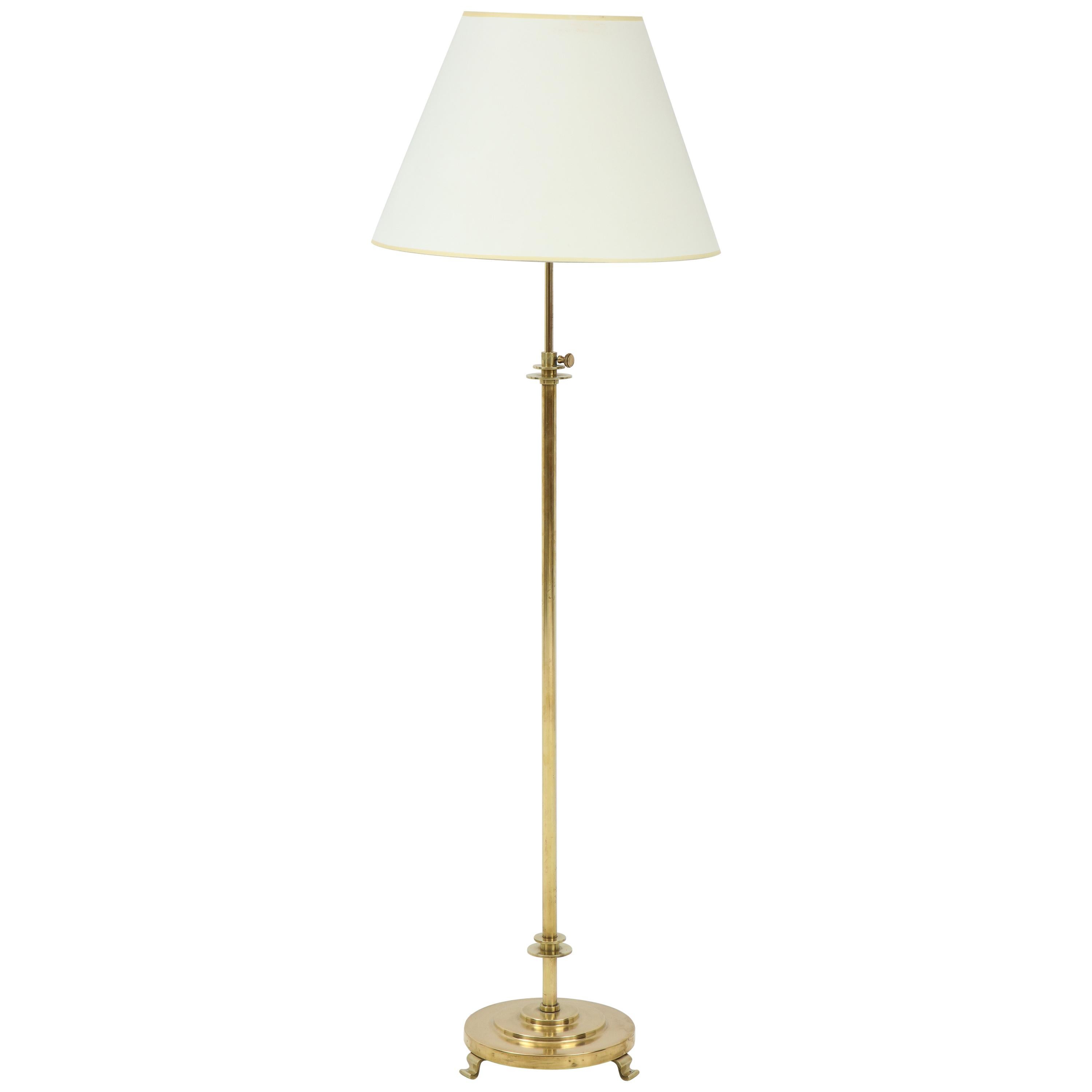 Danish Adjustable Brass Floor Lamp, circa 1940s