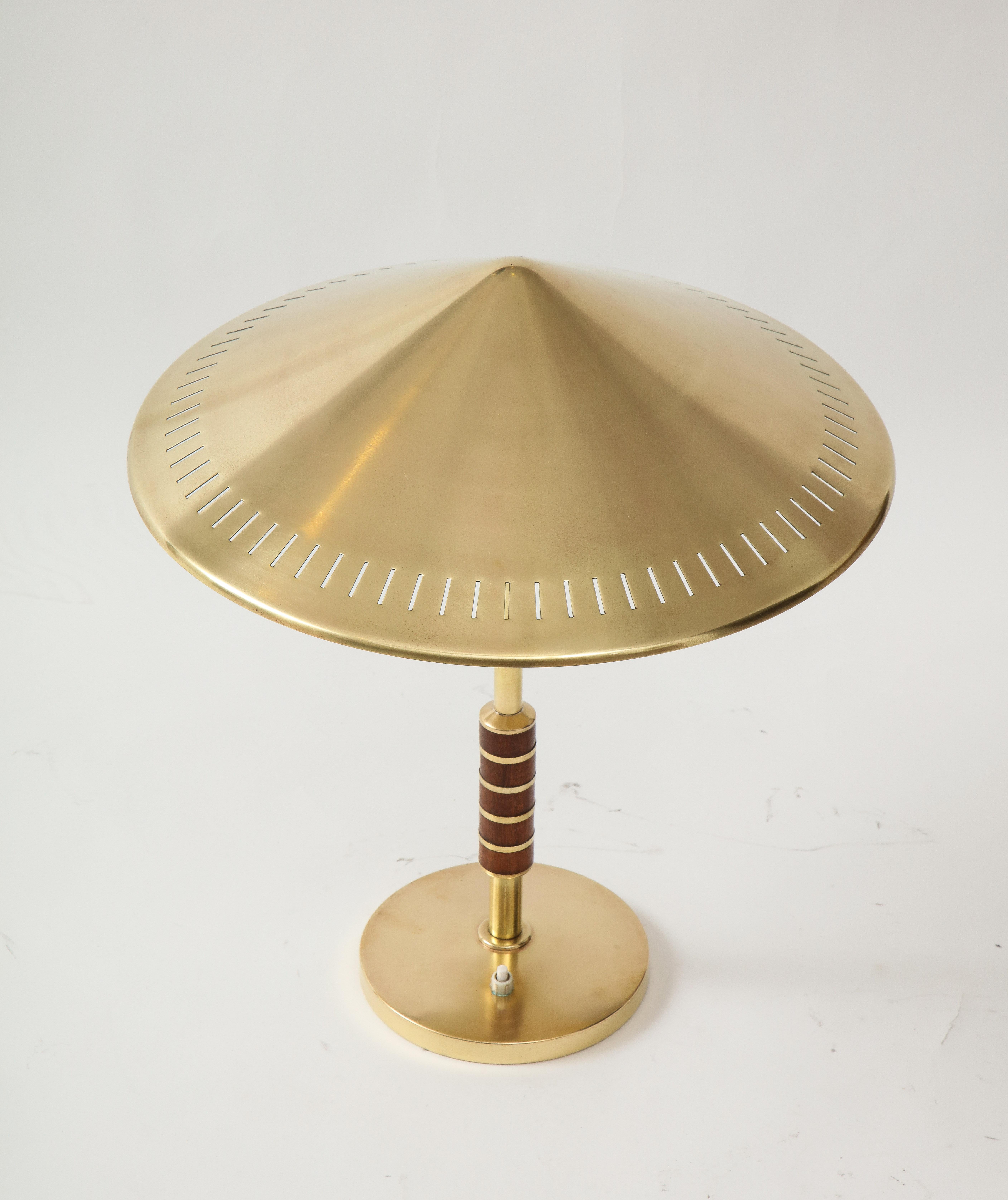 Scandinavian Modern Danish Brass Table Lamp Produced by Lyfa 1956 and Designed by Bent Karlby