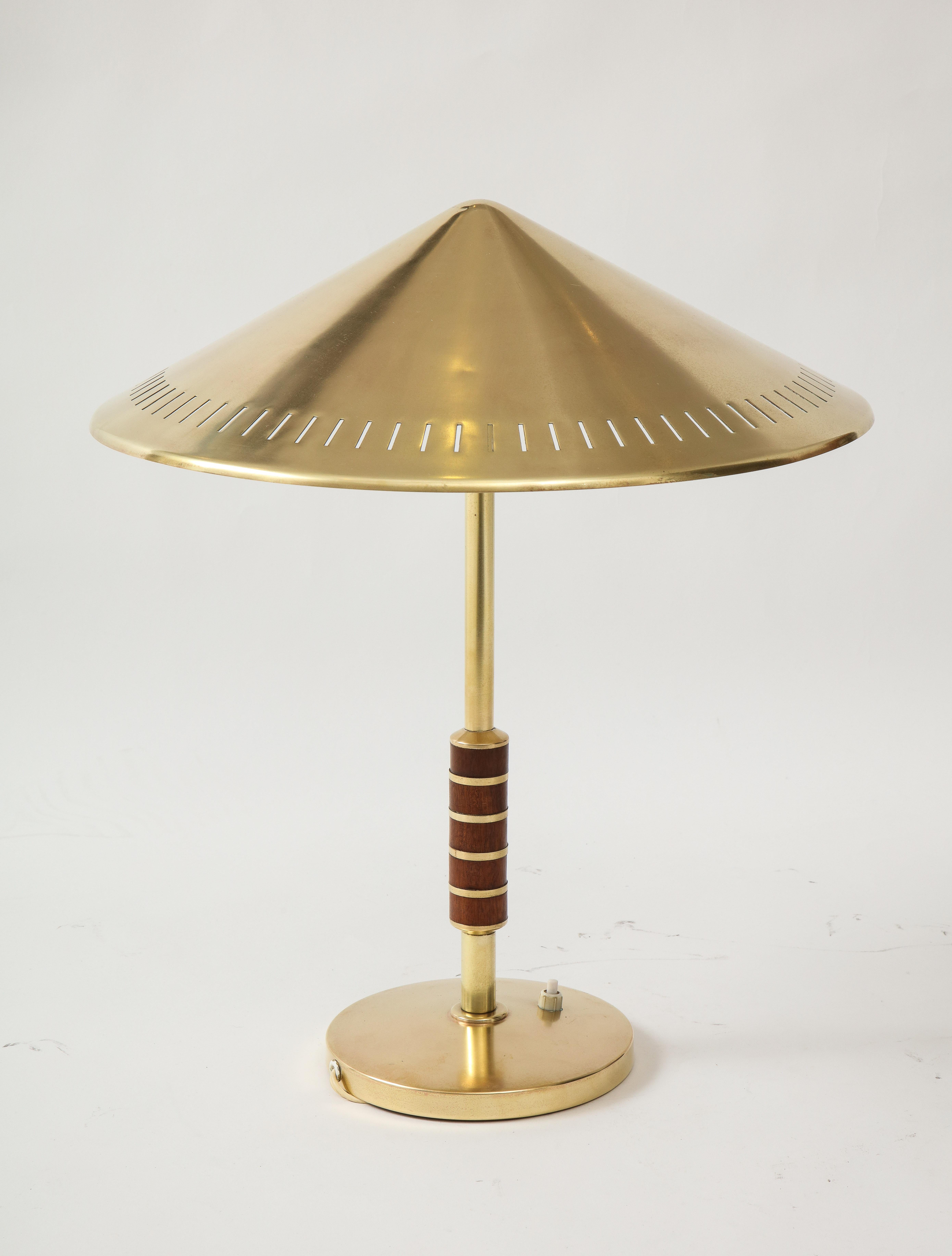 Mid-20th Century Danish Brass Table Lamp Produced by Lyfa 1956 and Designed by Bent Karlby