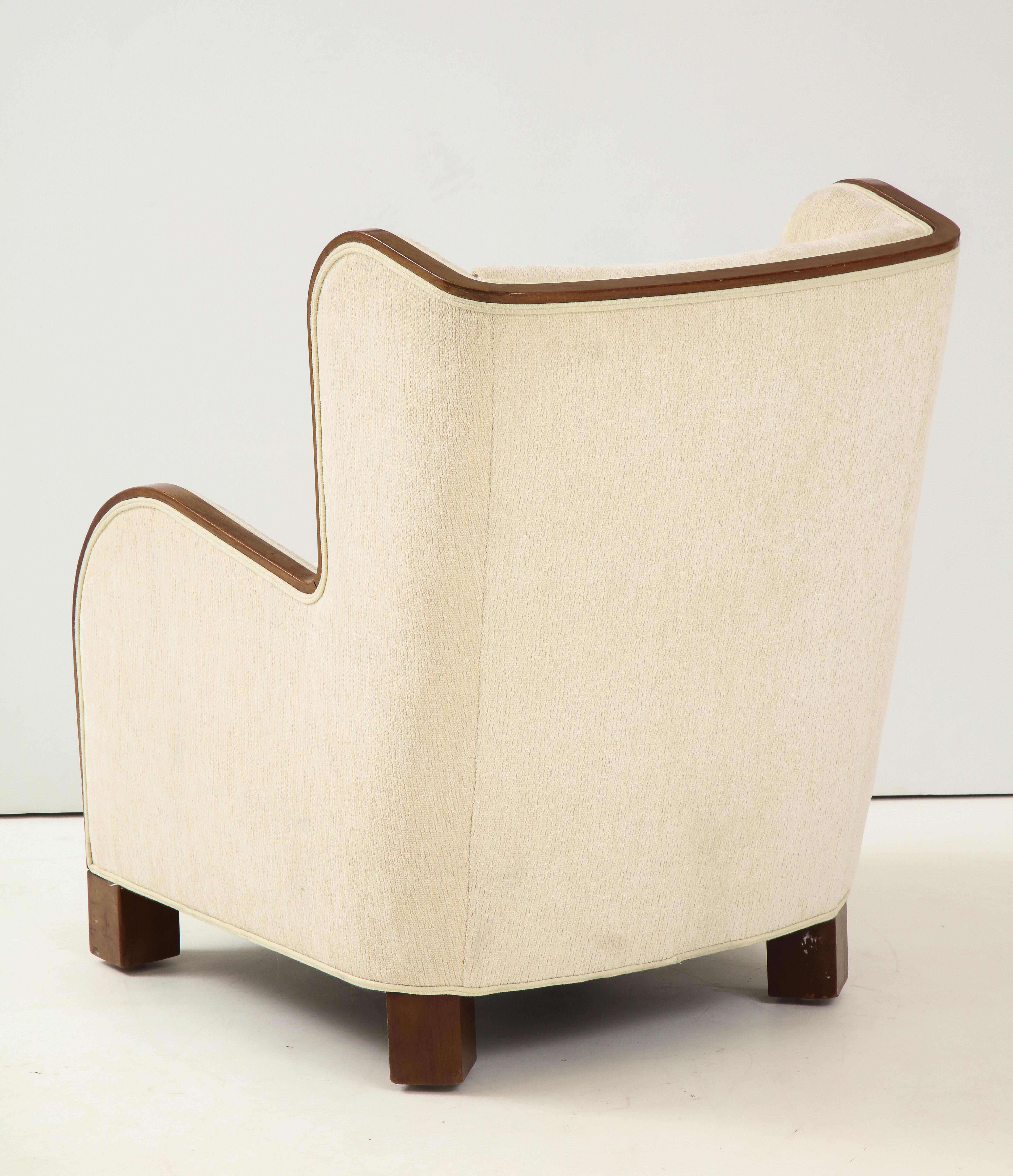 Danish Design Mahogany Wing Chair, circa 1930s In Good Condition In New York, NY