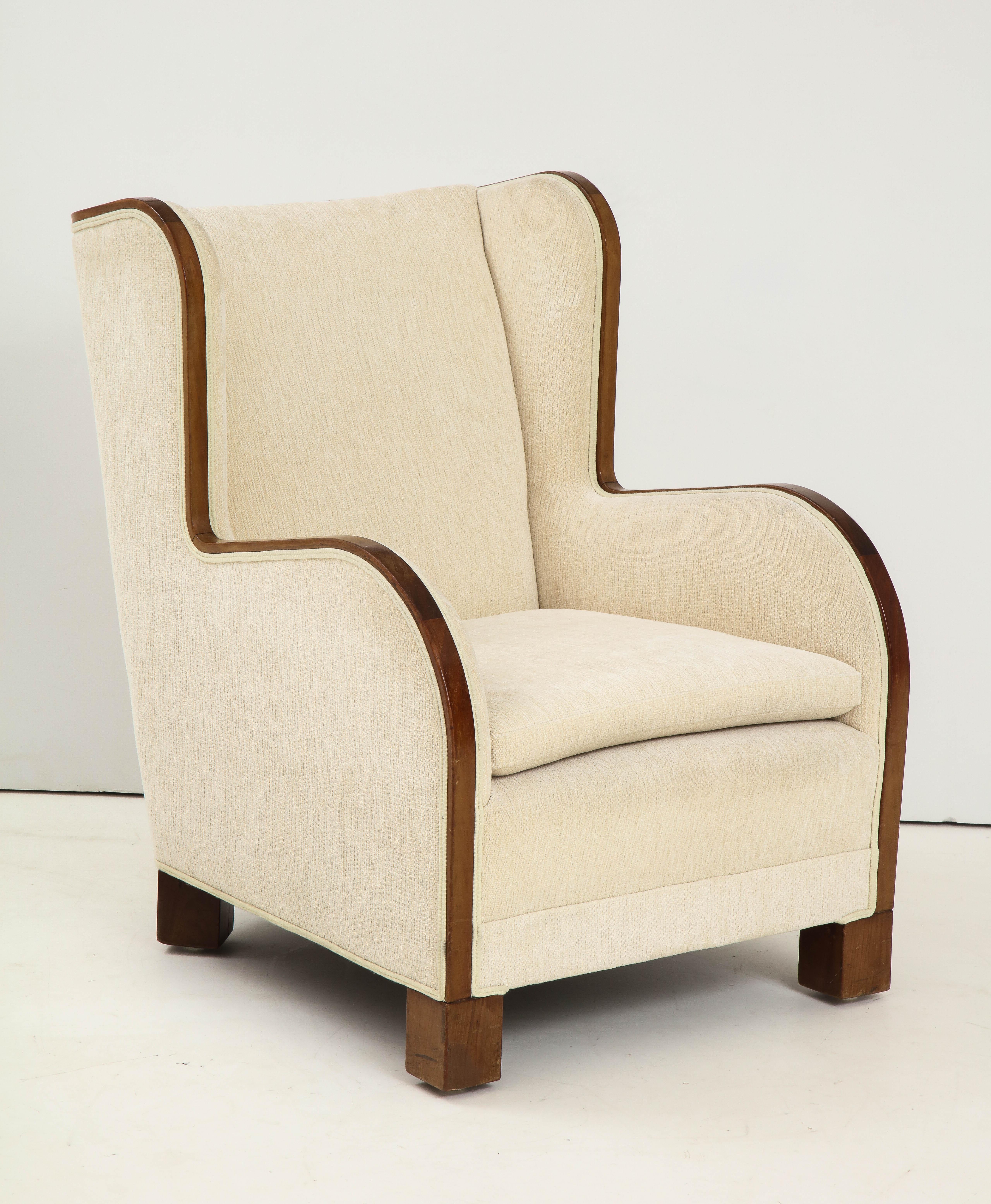Mid-20th Century Danish Design Mahogany Wing Chair, circa 1930s