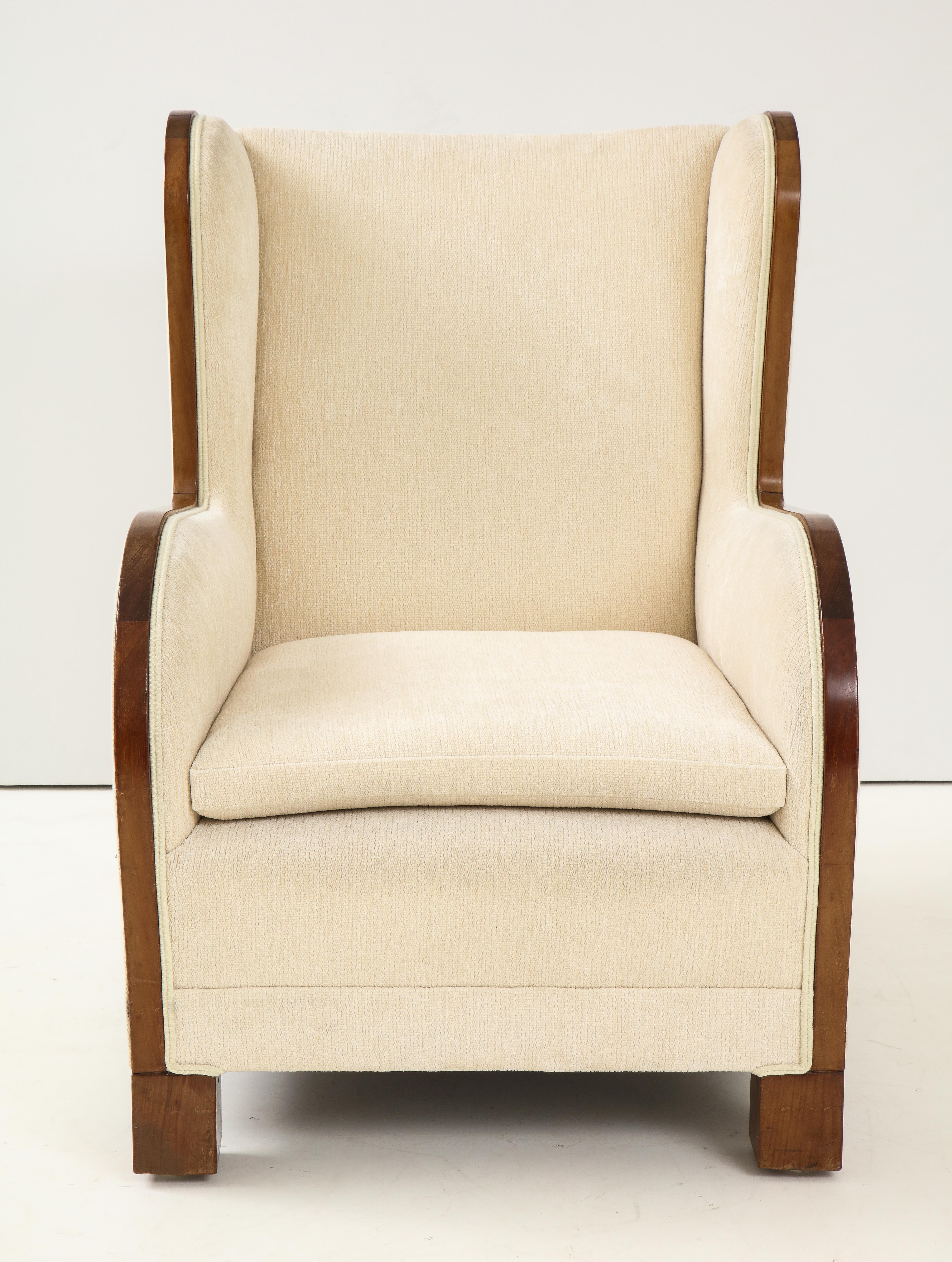 Wood Danish Design Mahogany Wing Chair, circa 1930s