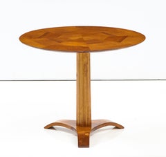 Danish Elm Parquetry Side Table, circa 1920-30