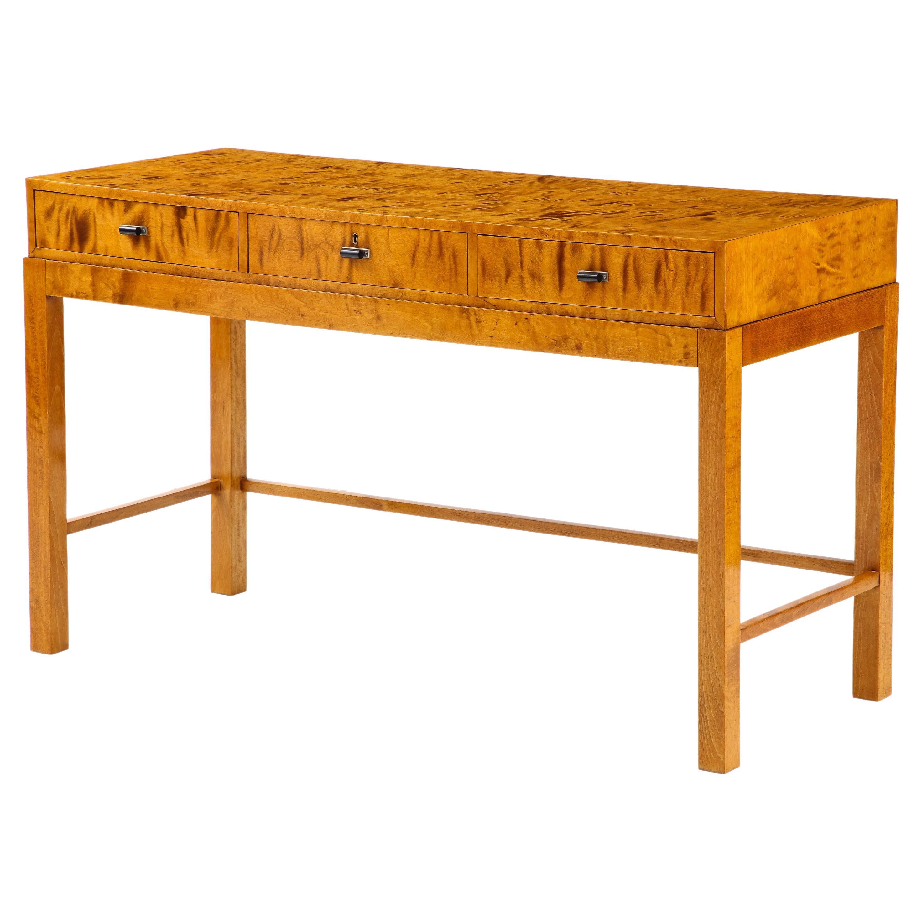 Danish Flamed Birch Console, circa 1930-40 For Sale