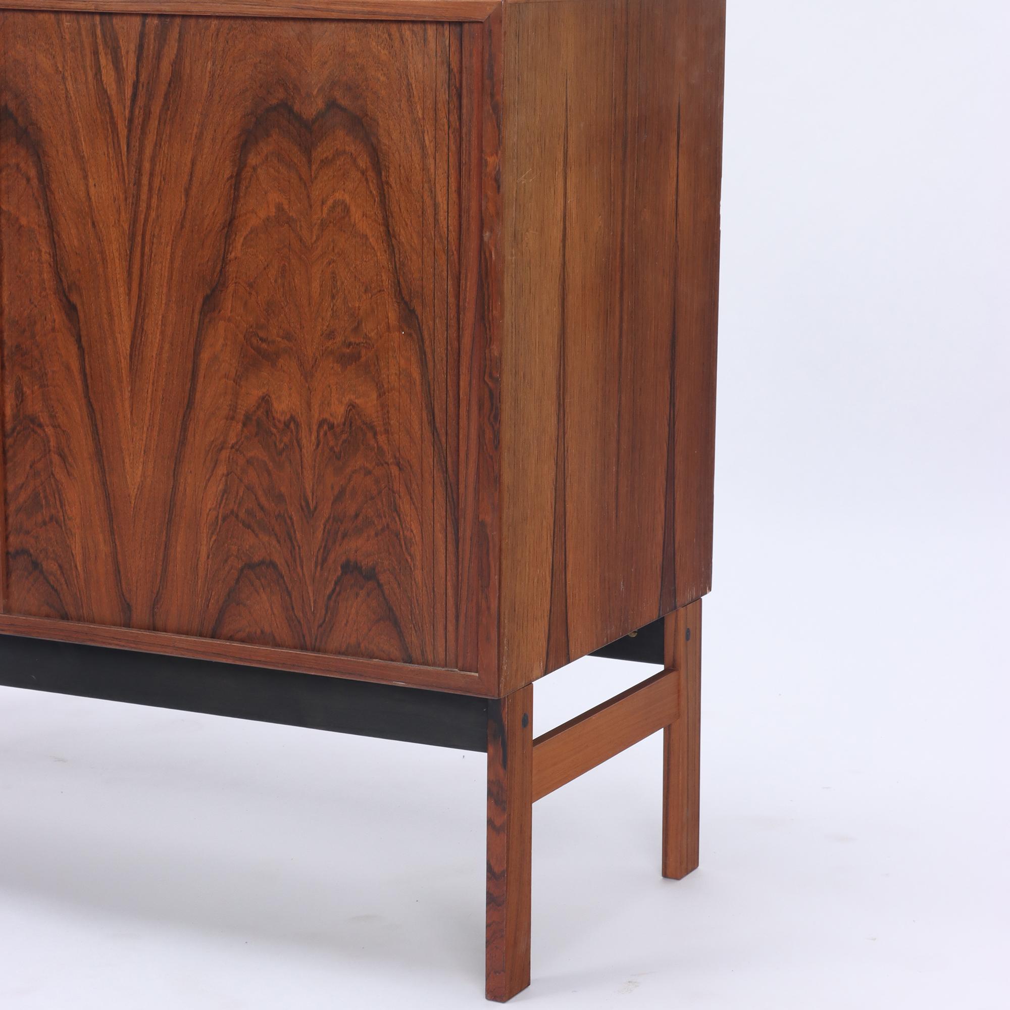 Danish Mid-Century Modern Rosewood Media Cabinet or Small Credenza, Circa 1960 In Good Condition In Philadelphia, PA