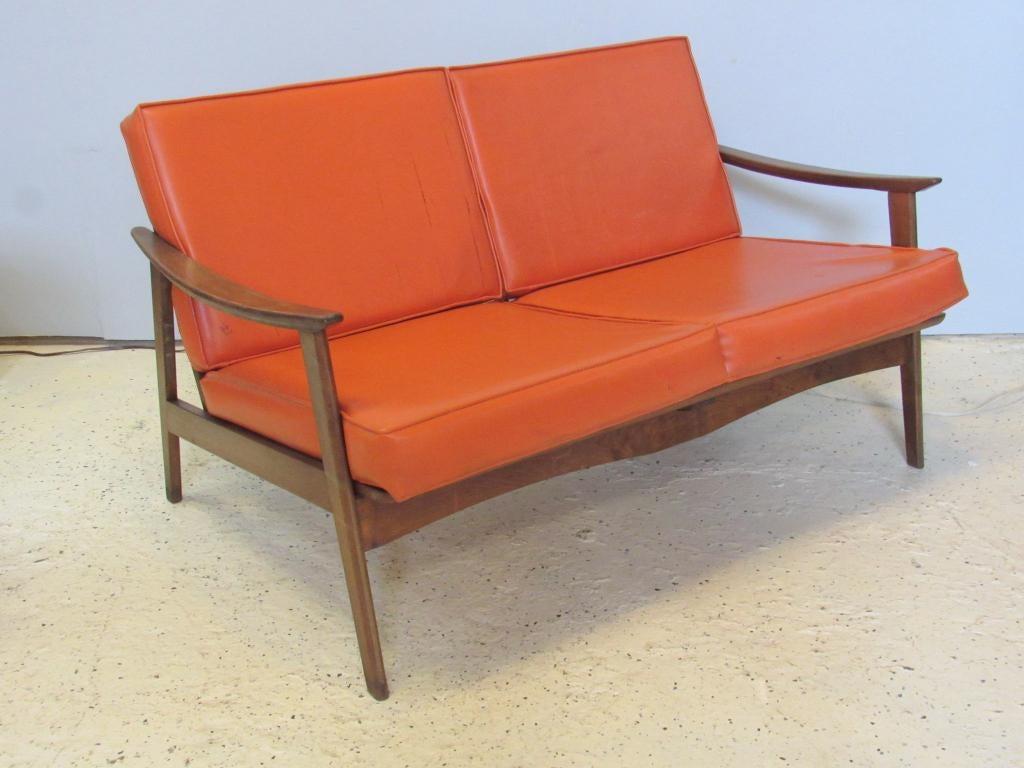 20th Century Danish Mid-Century Modern Settee / Love Seat Manner of Ib Kofod-Larsen
