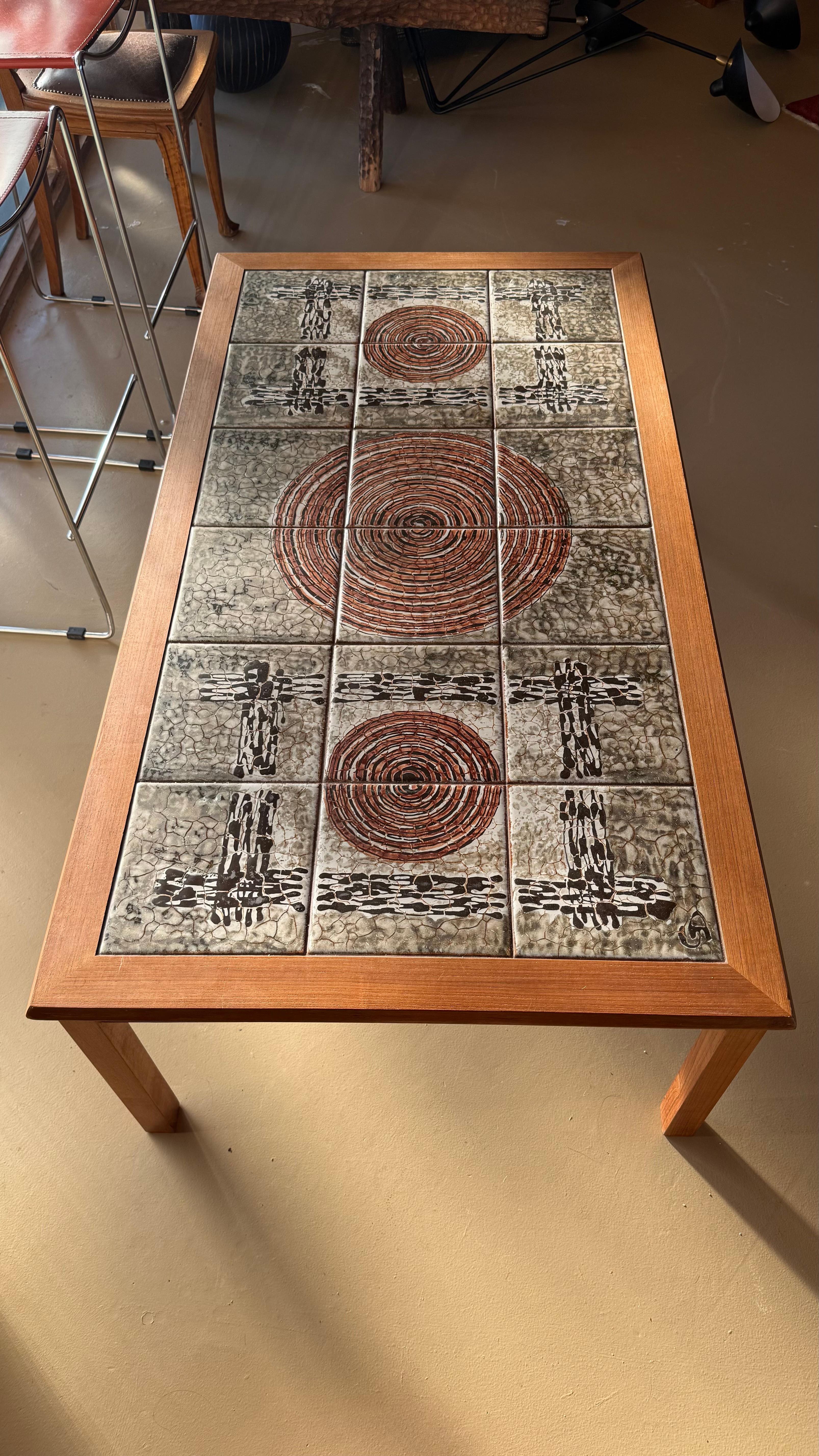A Danish Modern tile top coffee table by Møbelfabrikken Toften, c. 1965 For Sale 13
