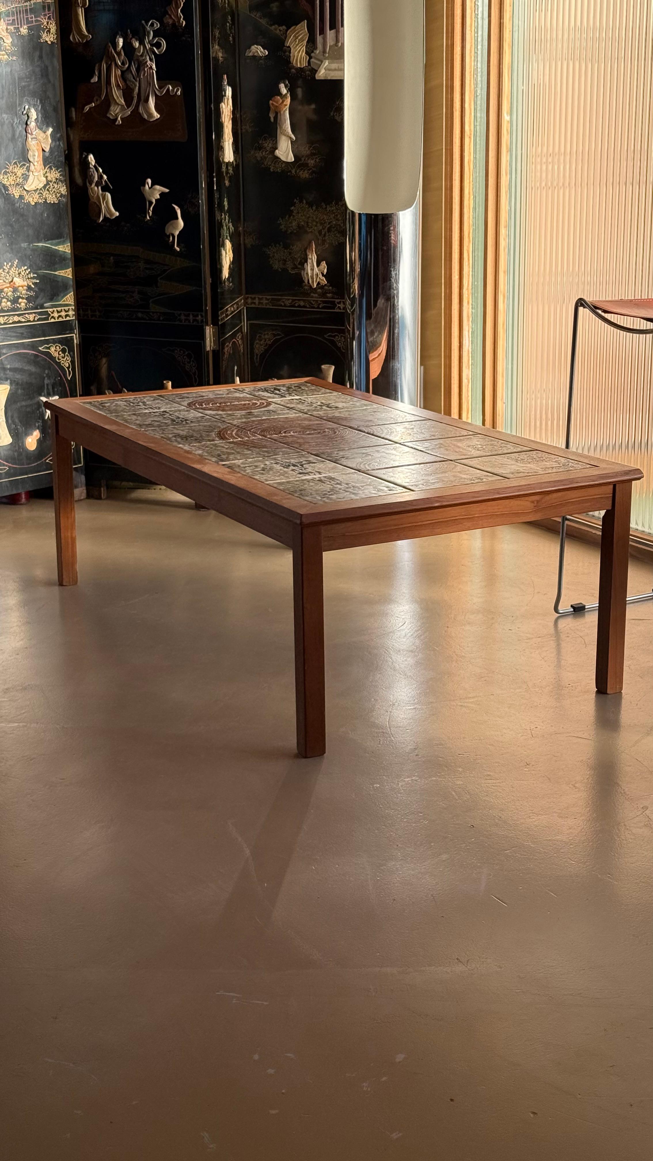 Hand-Crafted A Danish Modern tile top coffee table by Møbelfabrikken Toften, c. 1965 For Sale