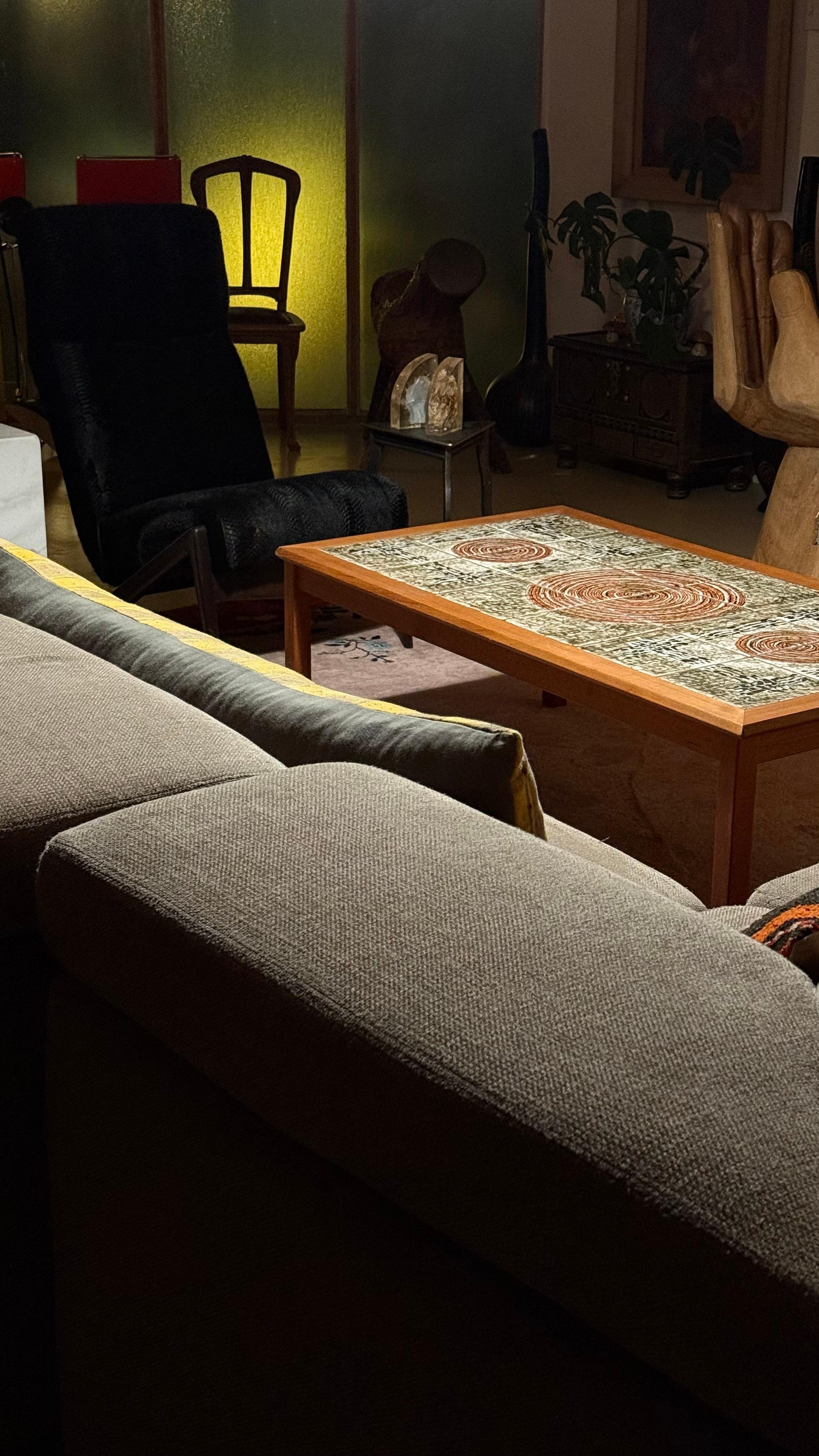 A Danish Modern tile top coffee table by Møbelfabrikken Toften, c. 1965 For Sale 1