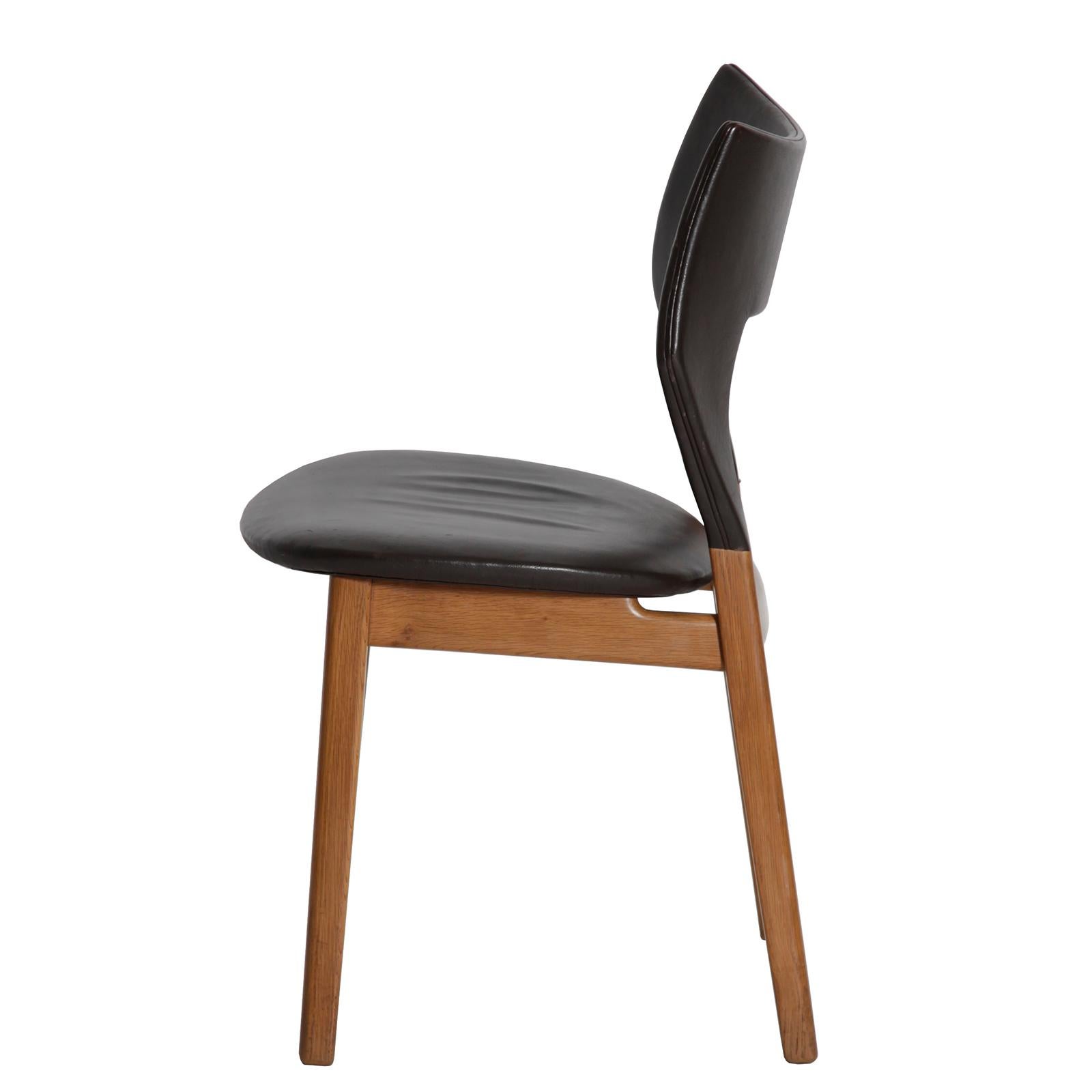 Danish Side Chair in Oak and Leather by Tove & Edvard Kindt-Larsen In Good Condition For Sale In Copenhagen, DK