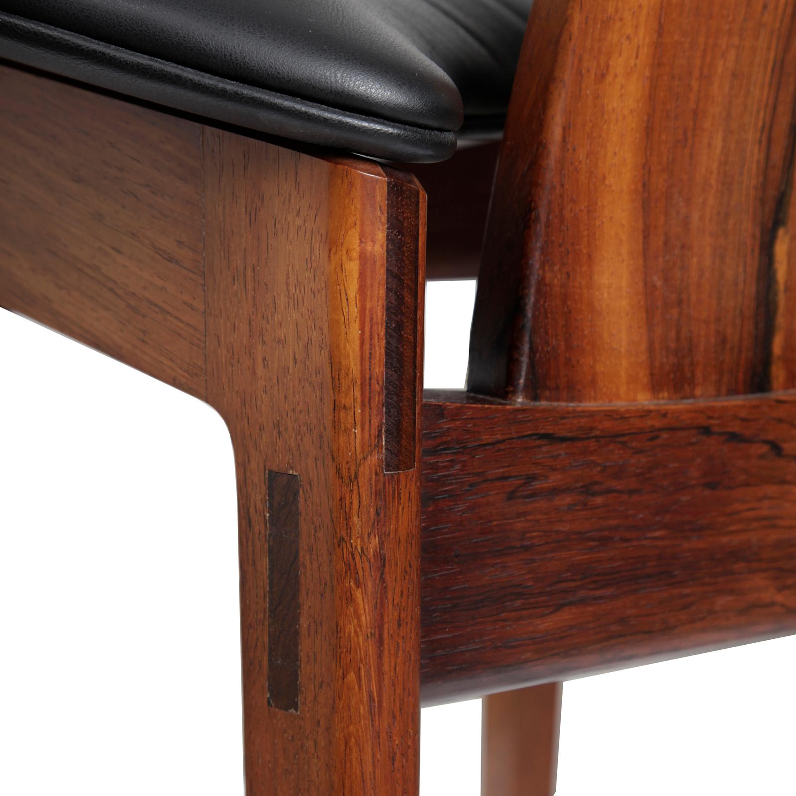 Leather Danish Side Chair in Rosewood by Vilhelm Wohlert